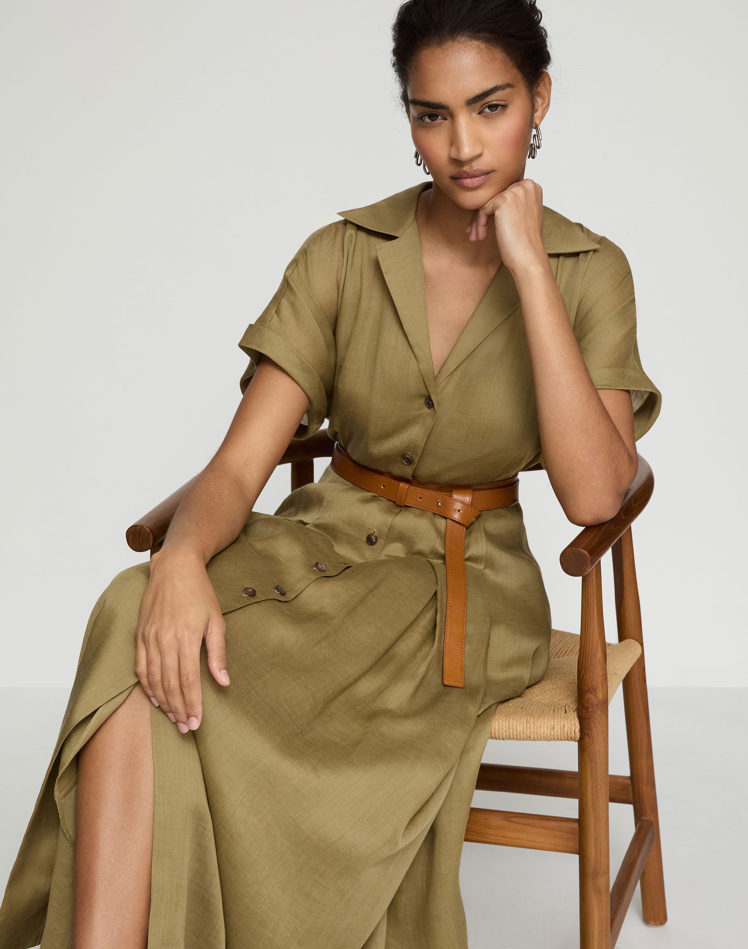 Gemma Cloth Voile Belted Shirtdress 