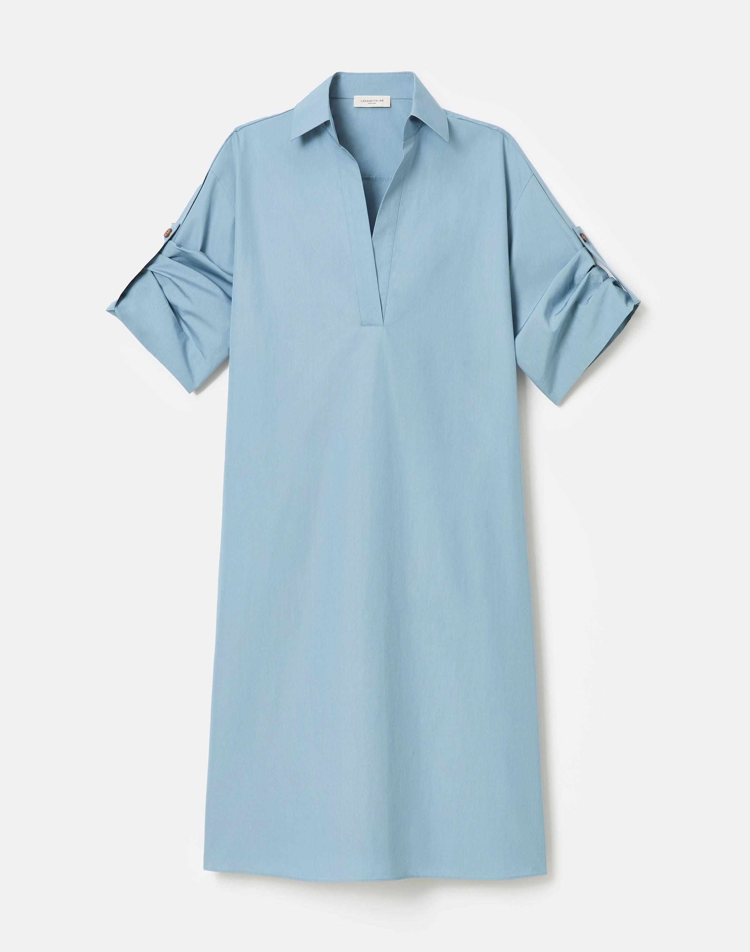 Organic Cotton Poplin Tab Sleeve Popover Dress