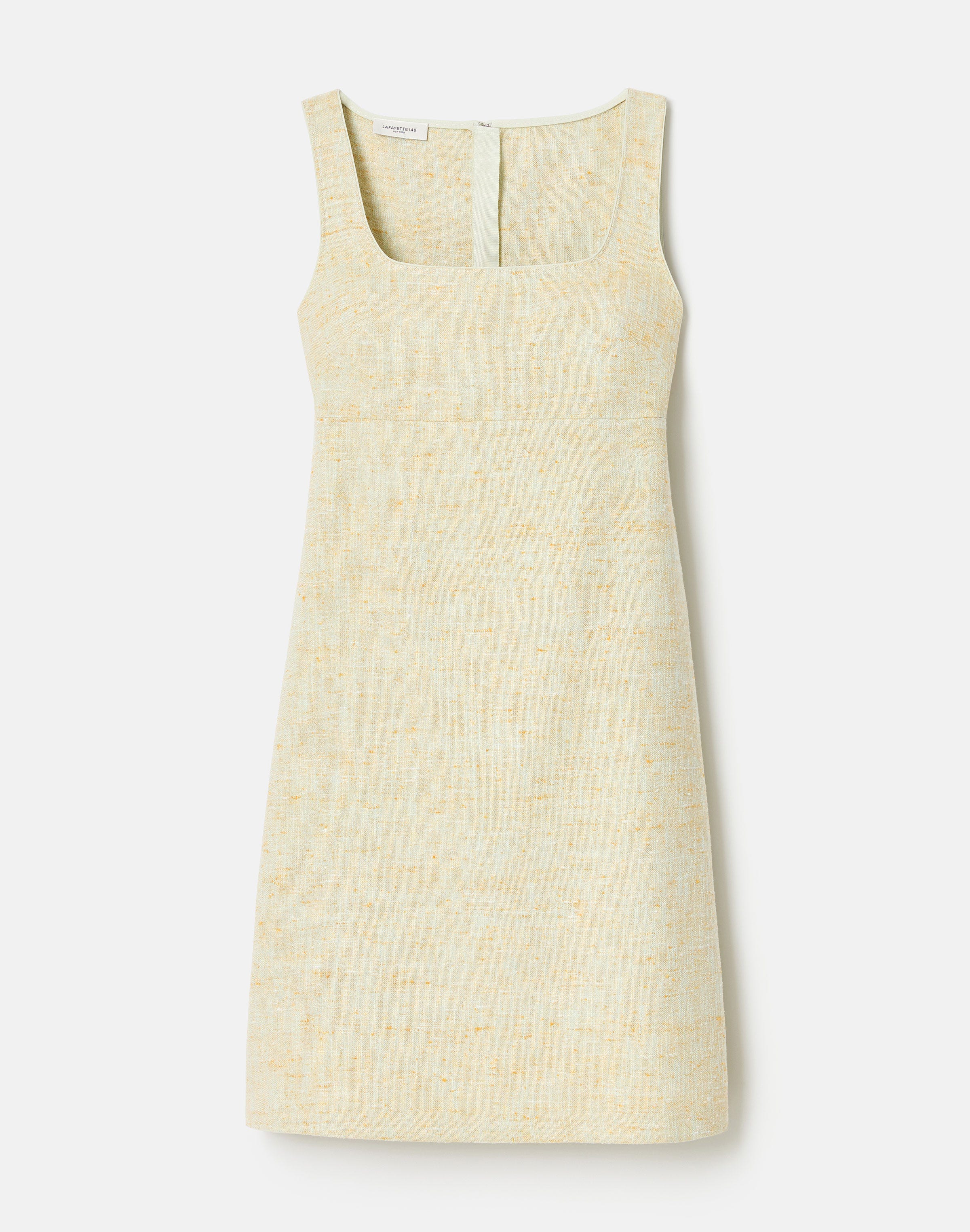Pastel Dust Tweed Square Neck A-Line Dress