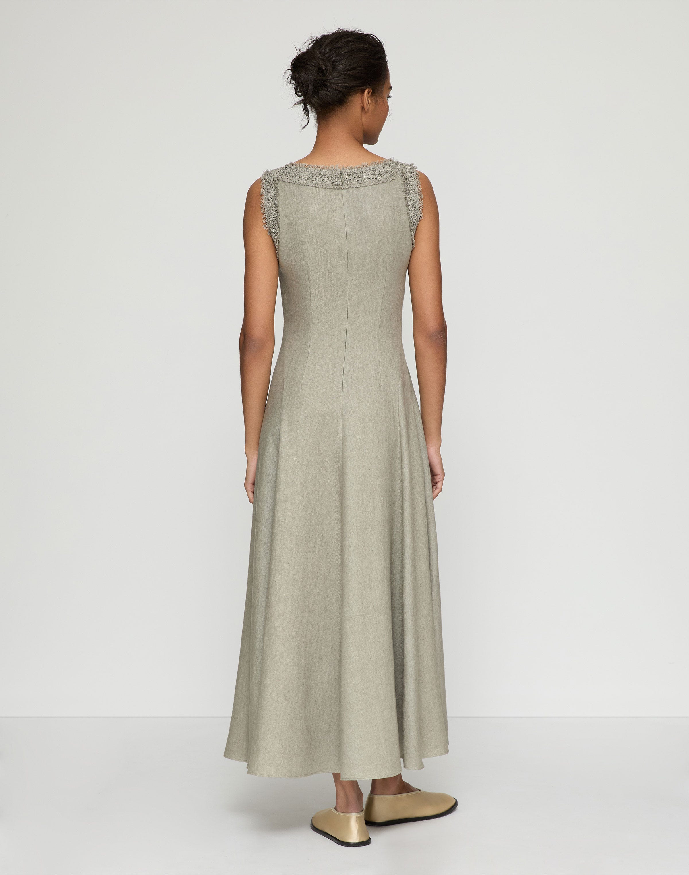 Linen Square Neck Fit & Flare Dress