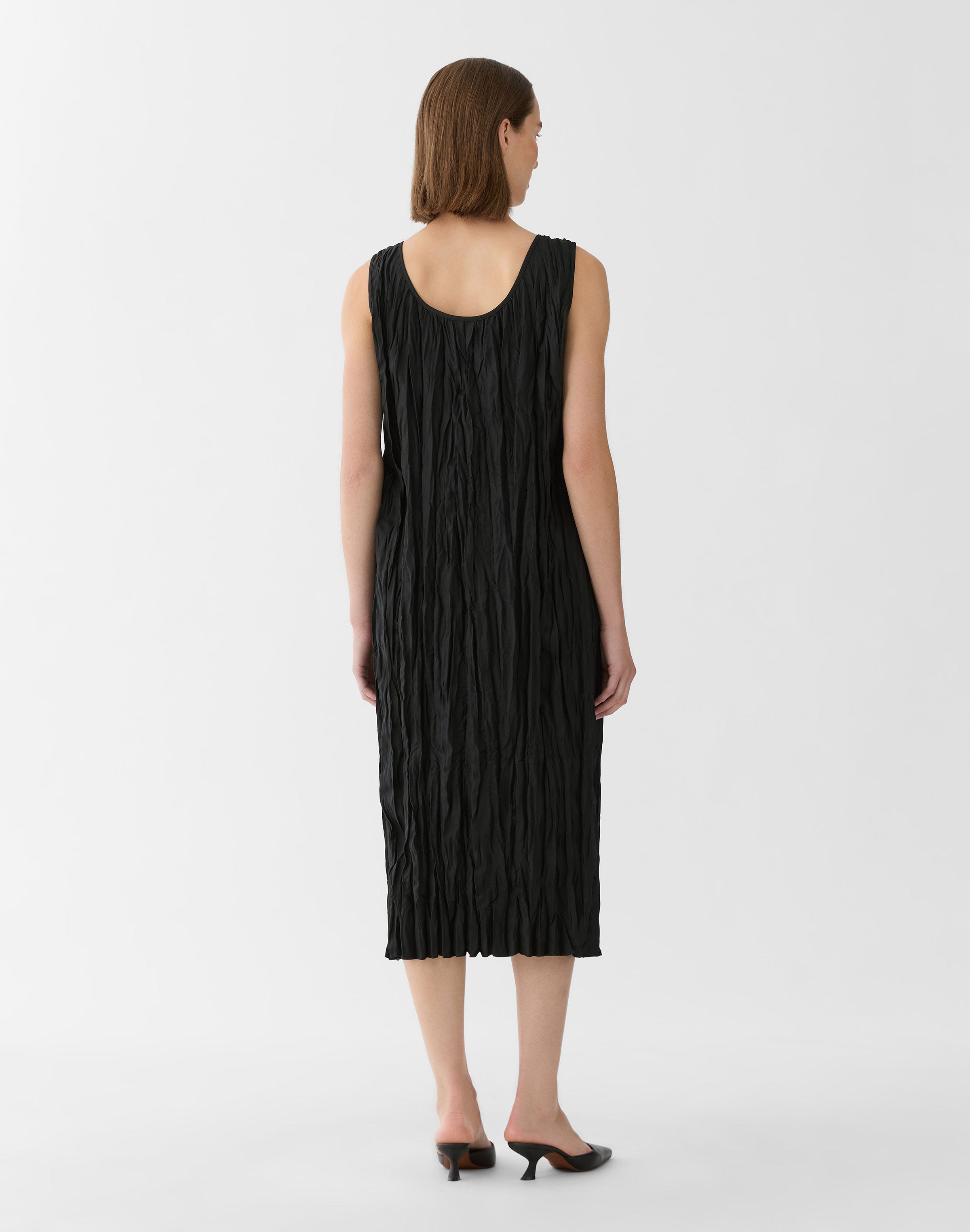 Hand Plissé Sleeveless Midi Dress