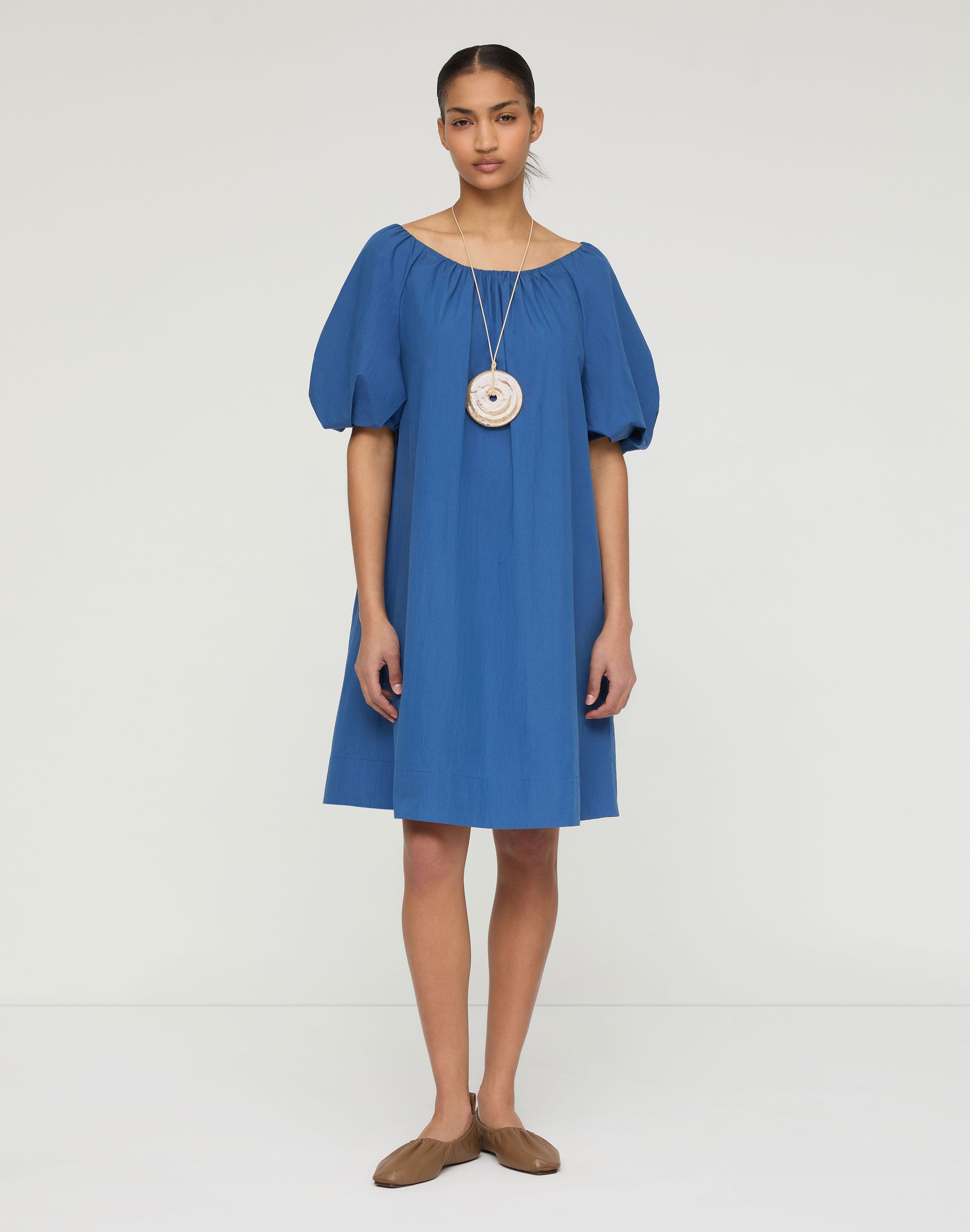 Travel Cotton Gathered Neckline Dress