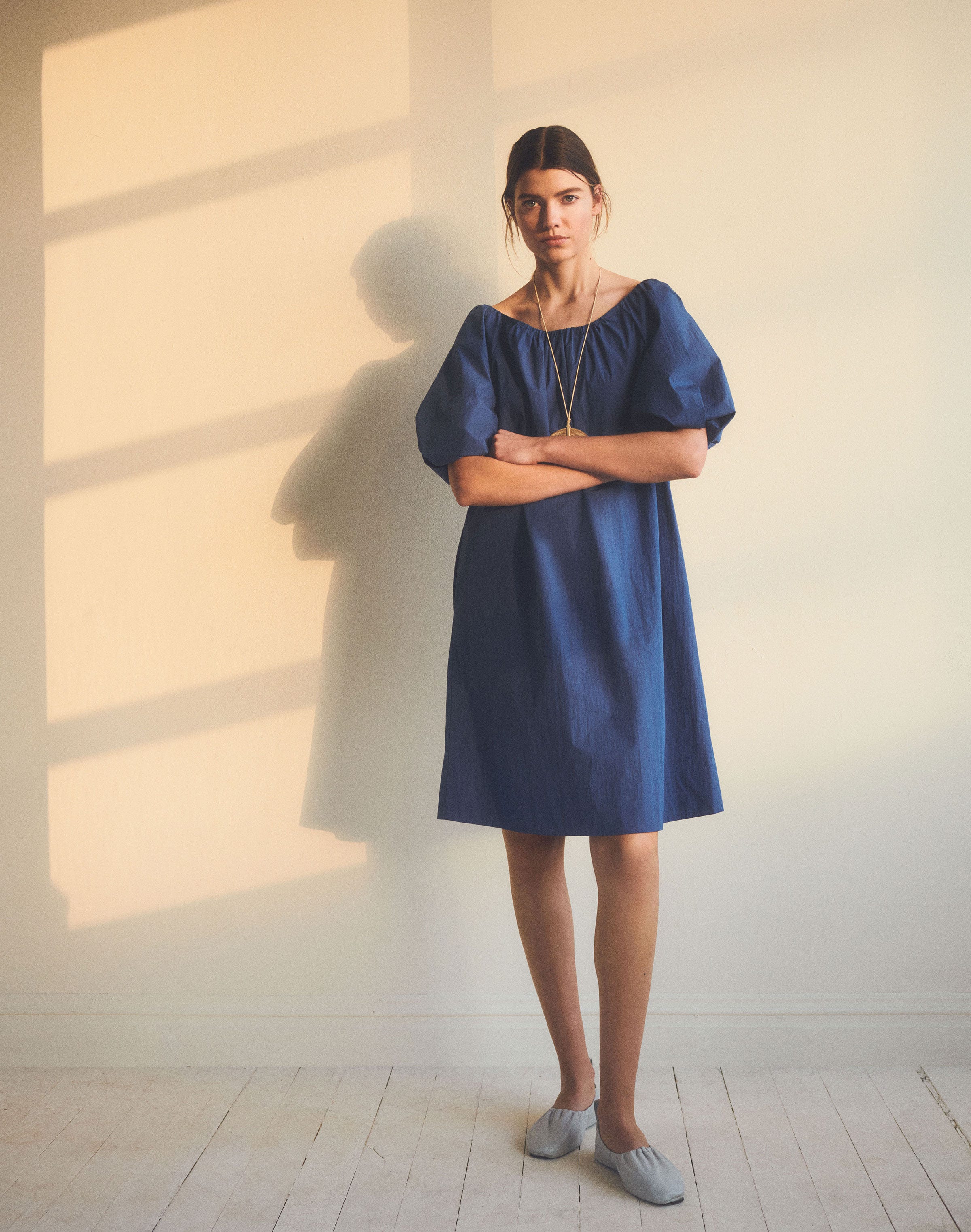 Travel Cotton Gathered Neckline Dress