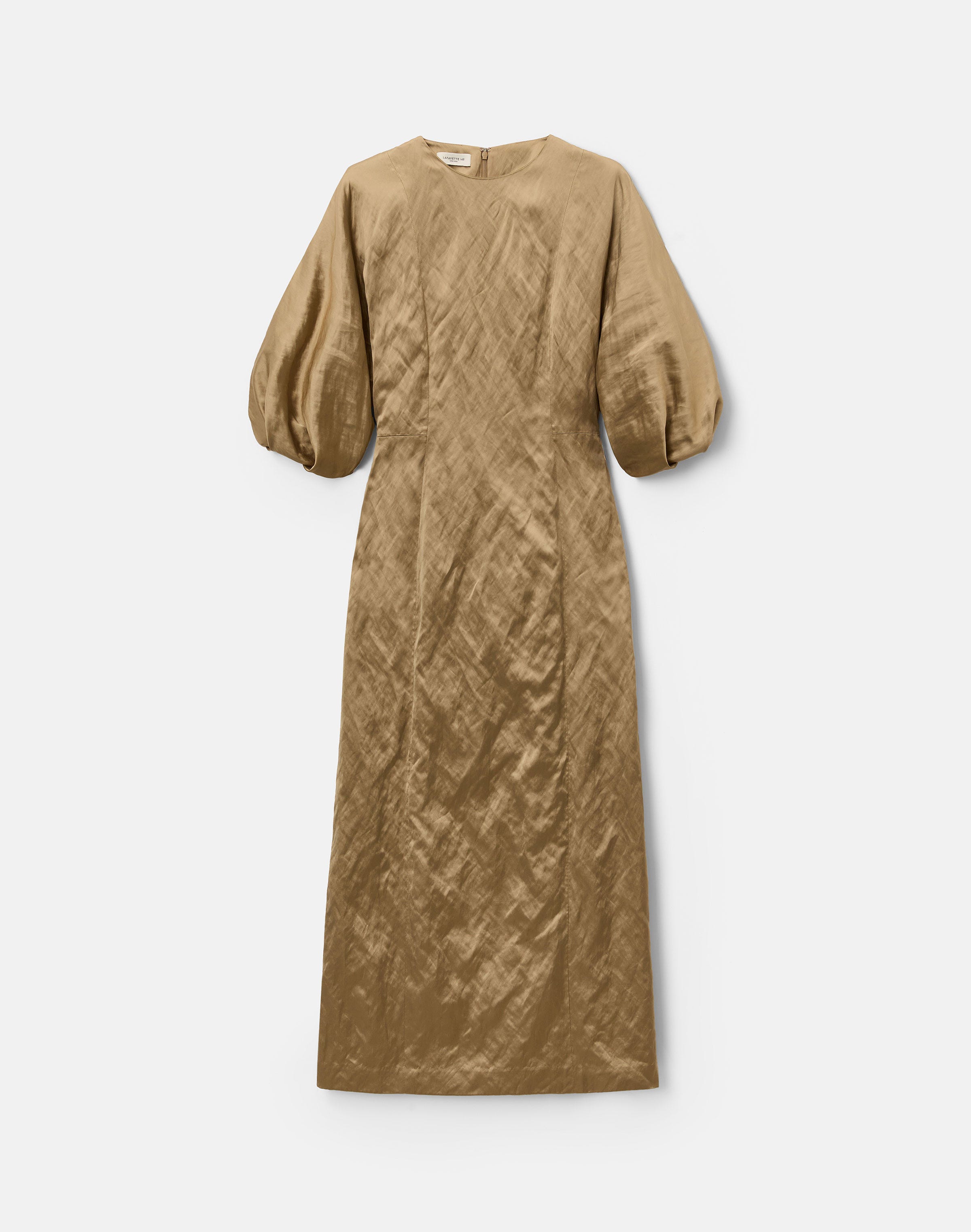 Satin Balloon Sleeve Midi Dress
