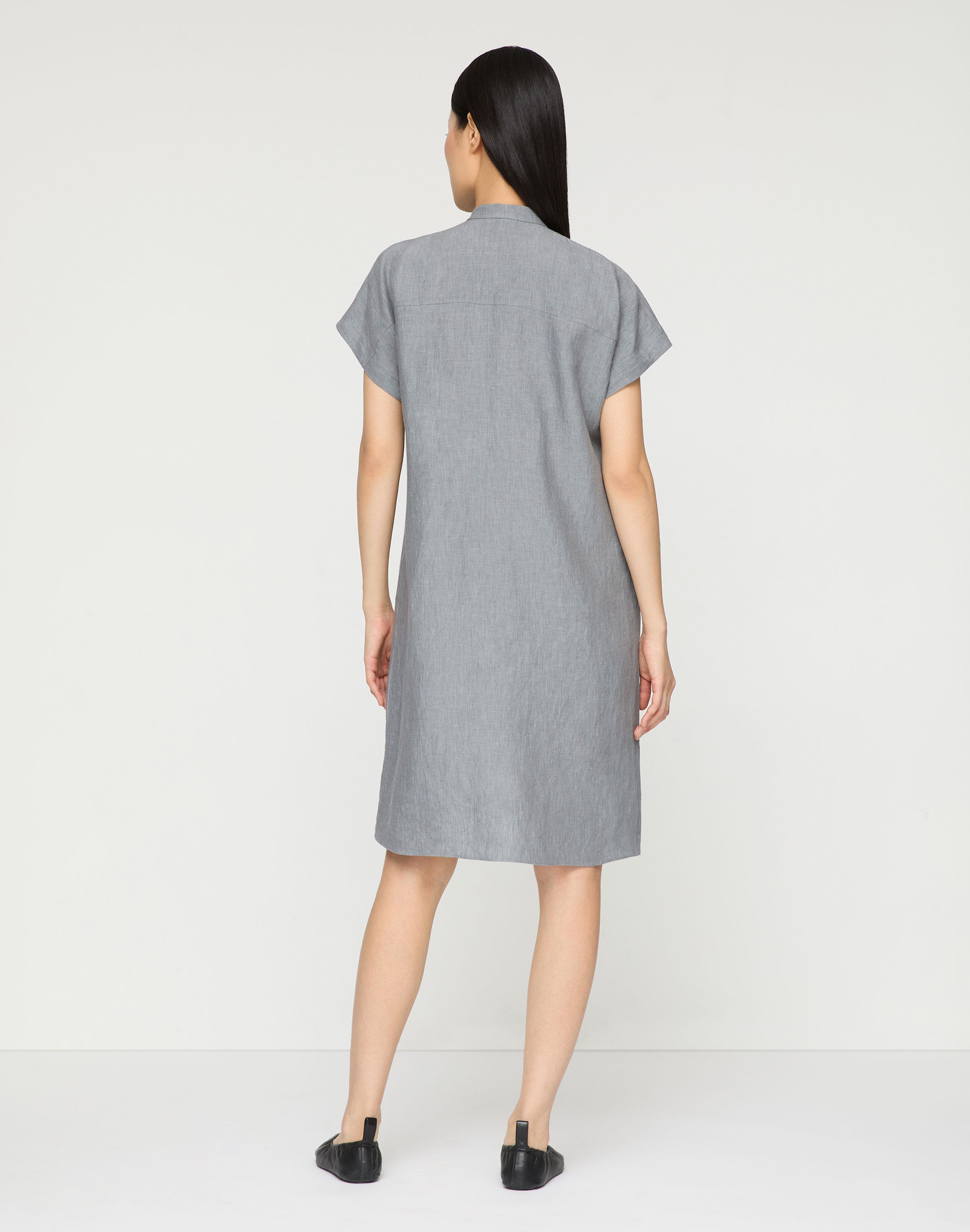 Organic Linen Pintuck Bib Dress