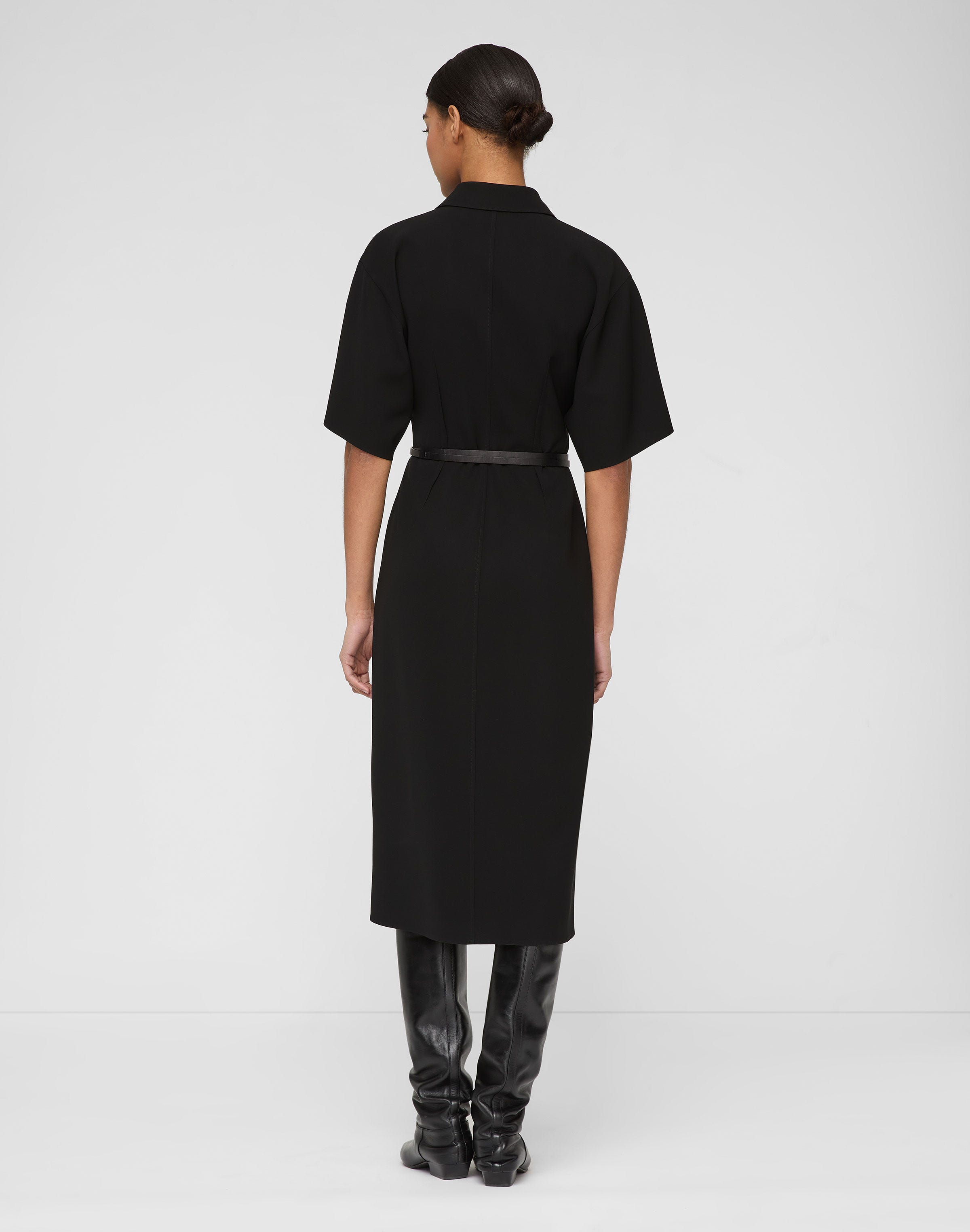 Responsible Finesse Crepe Belted Midi Shirtdress