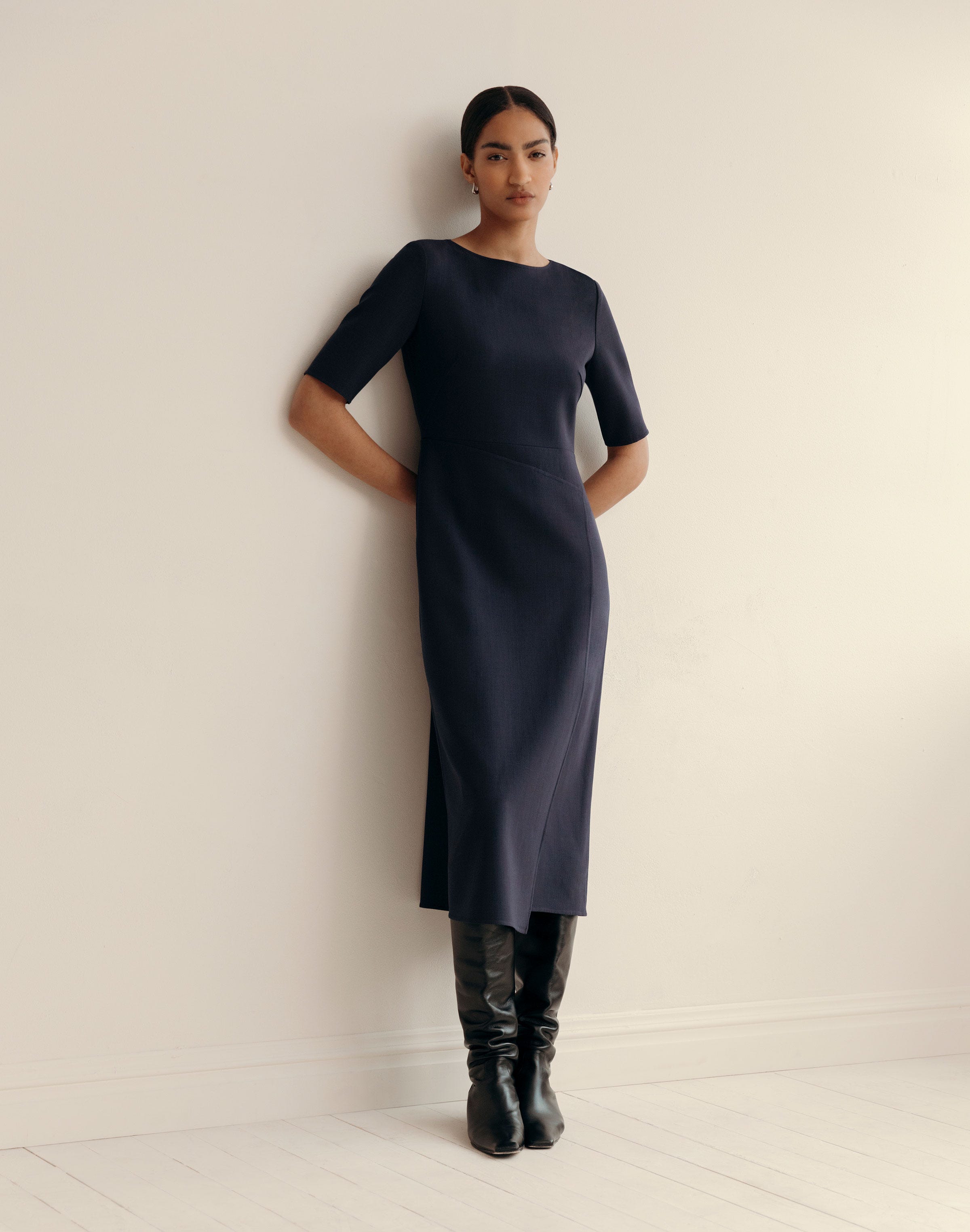 Responsible Wool Double Face Fitted Midi Dress