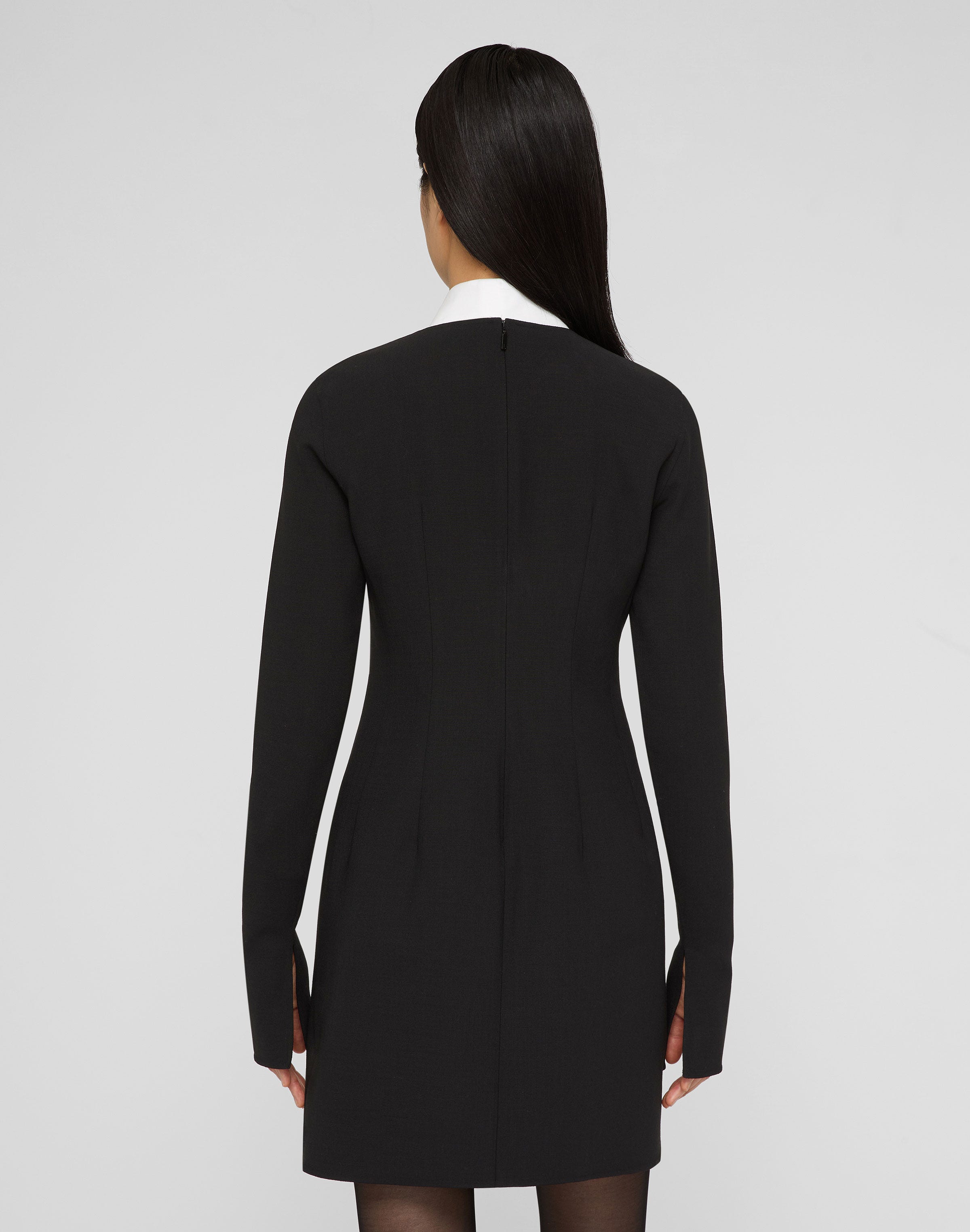 Responsible Wool Double Face Long Sleeve Fitted Dress