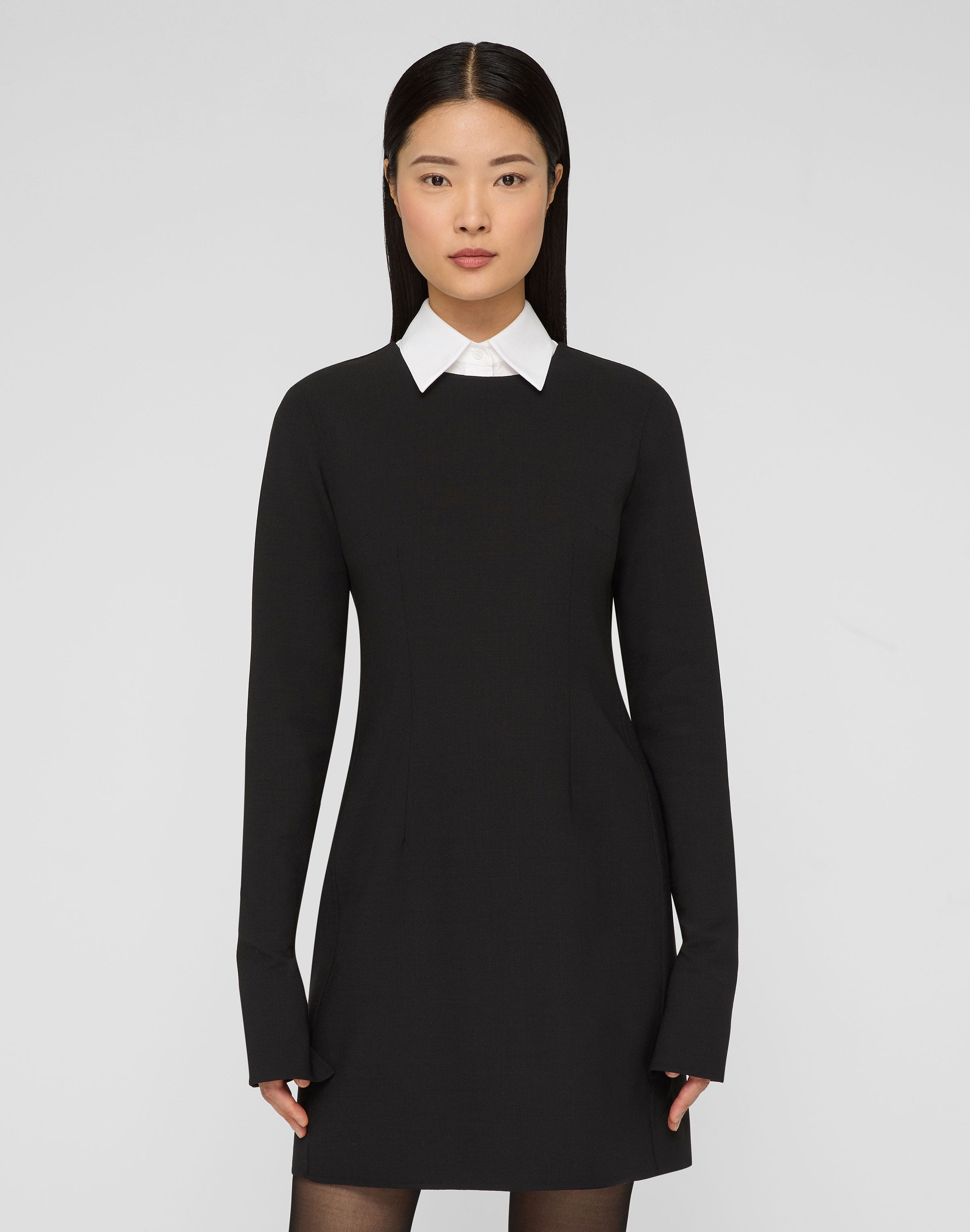 Responsible Wool Double Face Long Sleeve Fitted Dress