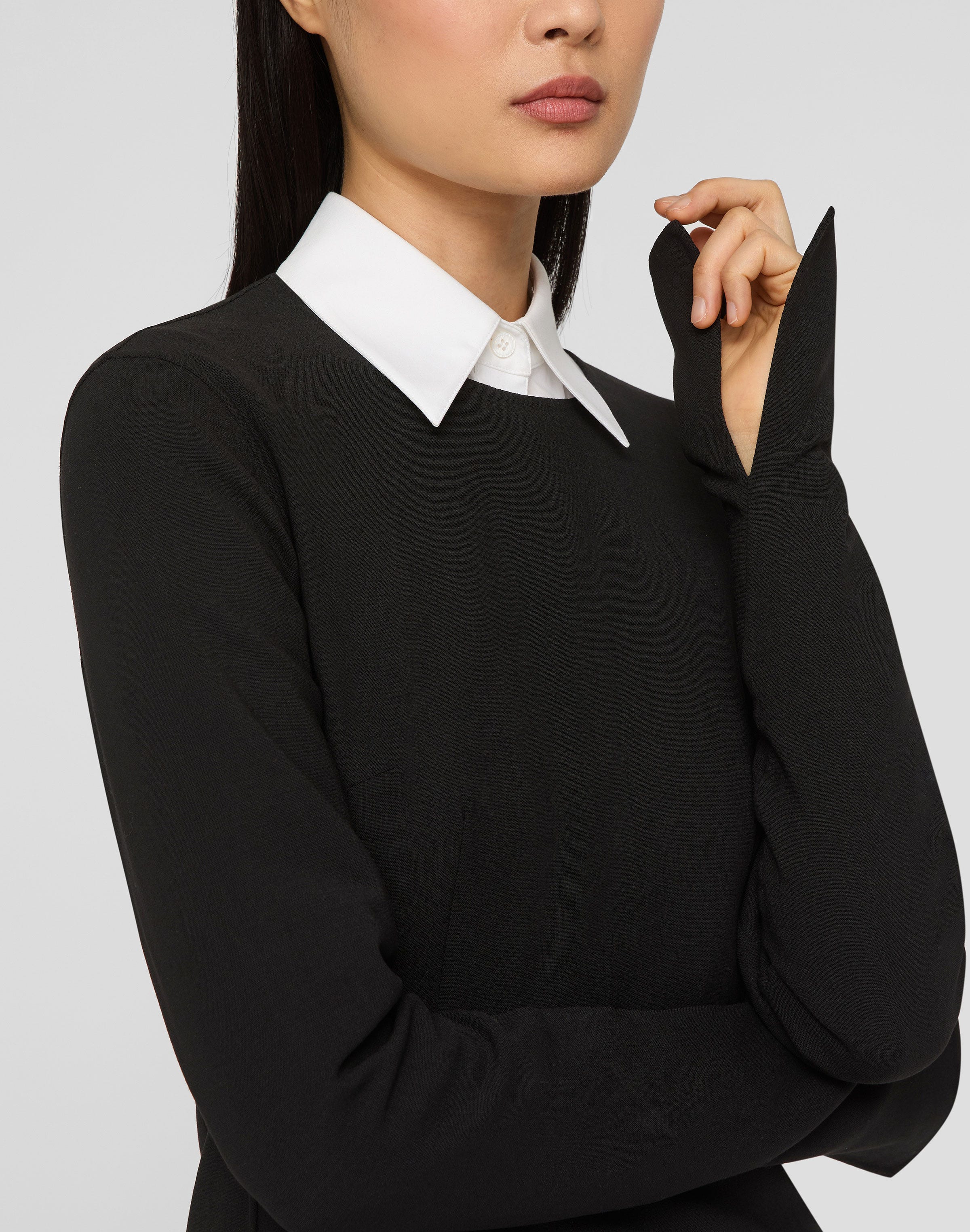 Responsible Wool Double Face Long Sleeve Fitted Dress