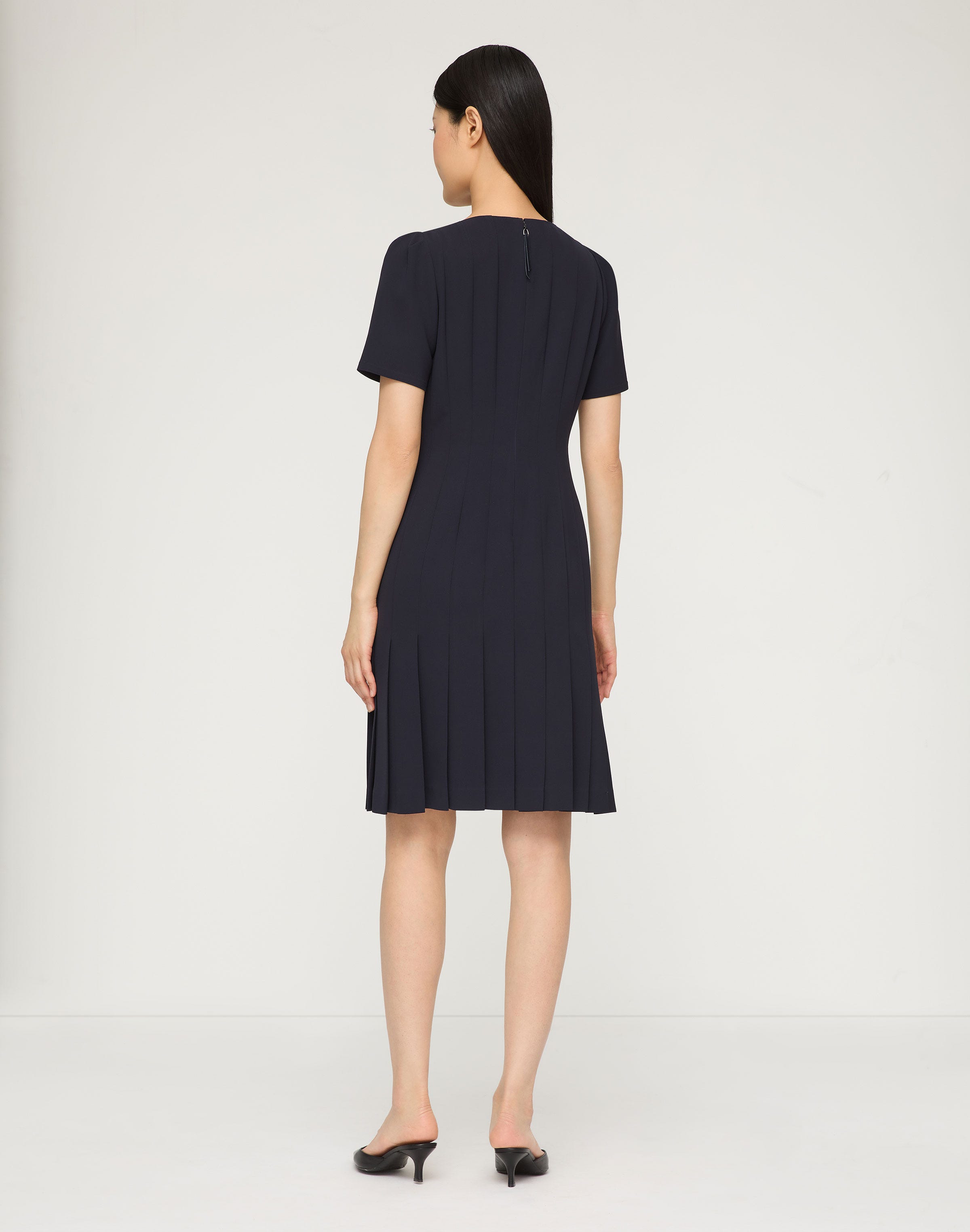 Responsible Finesse Crepe Hand Pleated Short Sleeve Dress