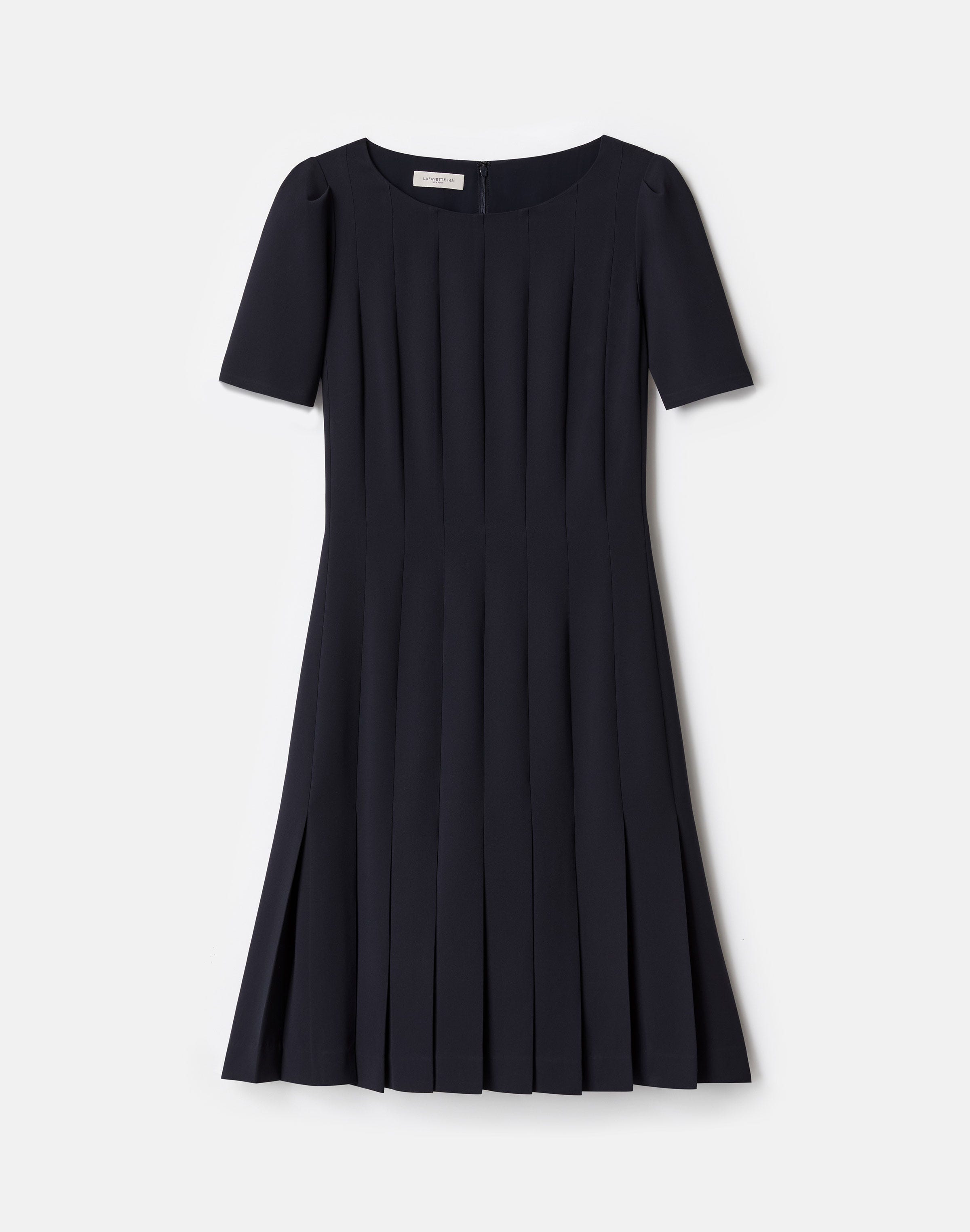 Responsible Finesse Crepe Hand Pleated Short Sleeve Dress