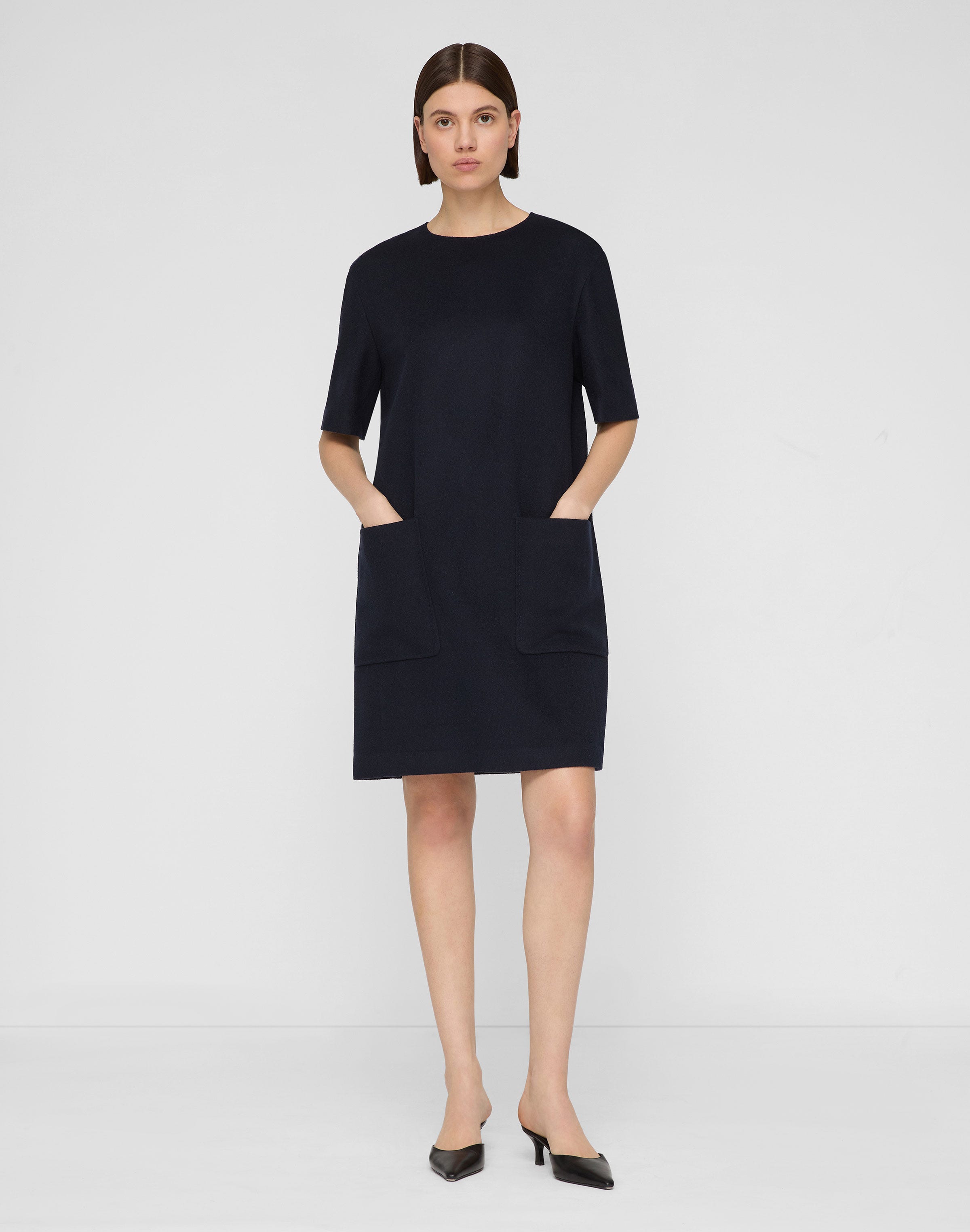 Camel Hair Patch Pocket Shift Dress