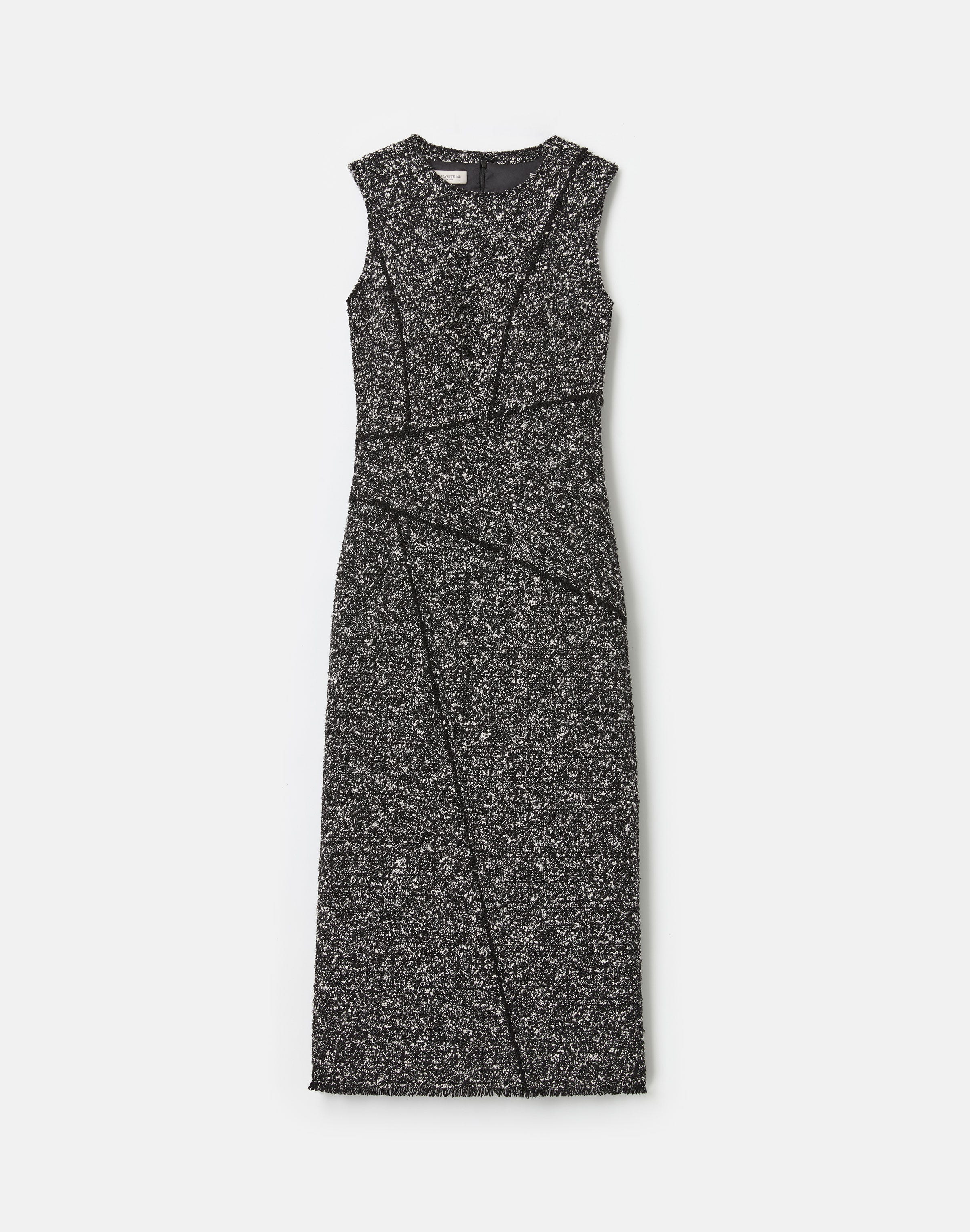 Wool-Cotton Bouclé Tweed Sleeveless Sheath Dress