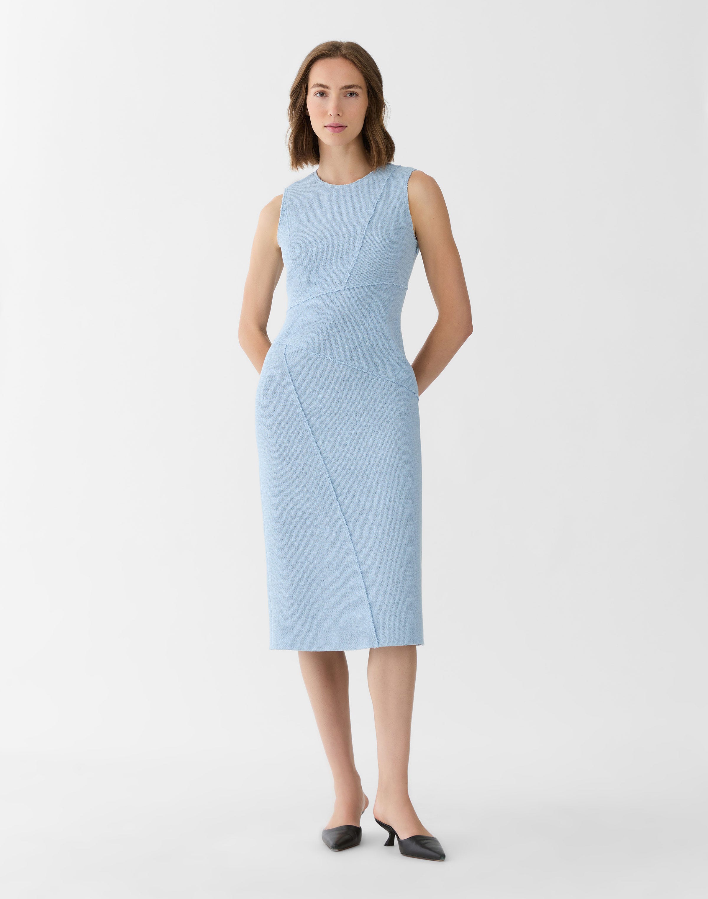 Organic Cotton Dobby Sleeveless Sheath Dress