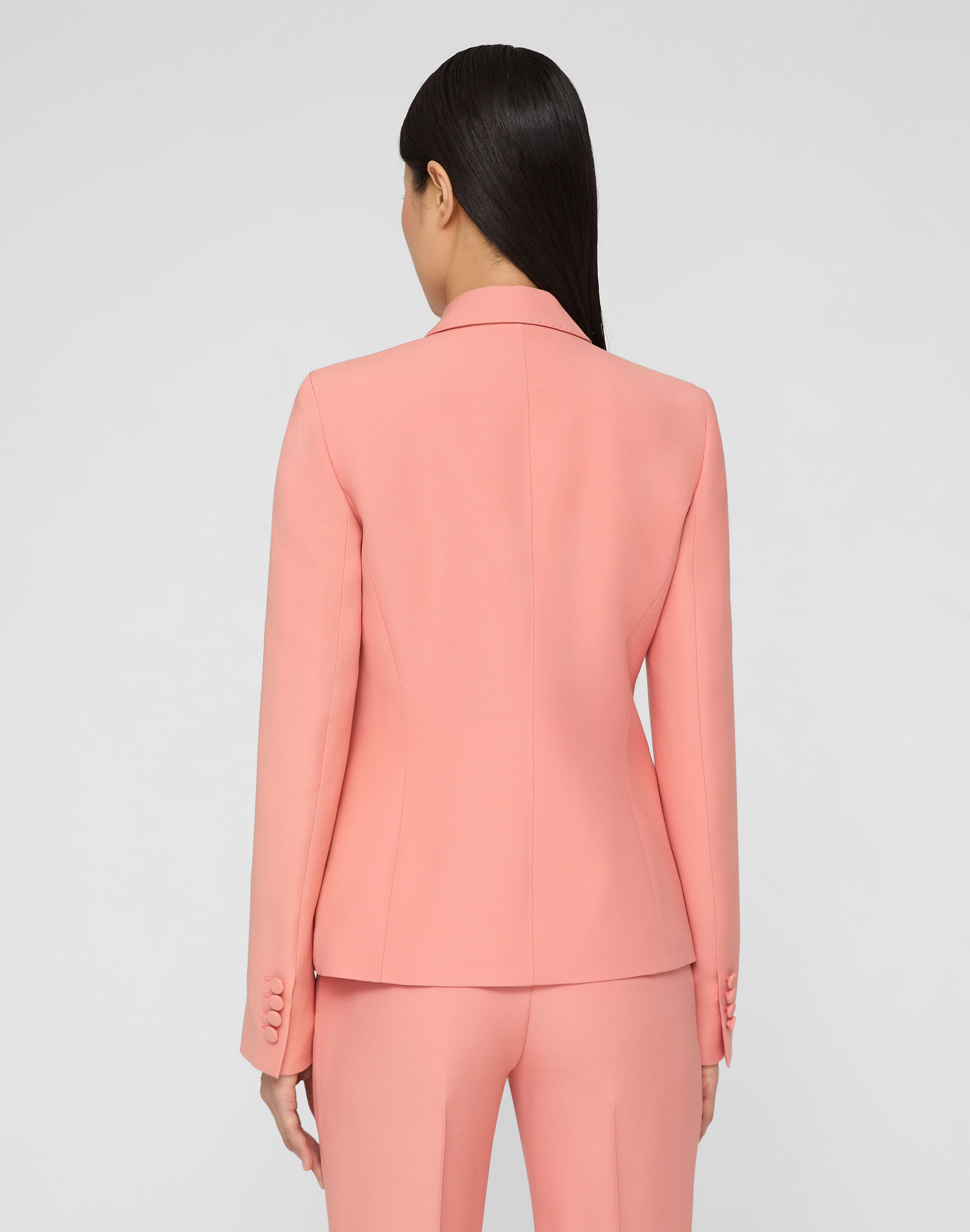 Wool-Silk Crepe Three-Button Academy Blazer