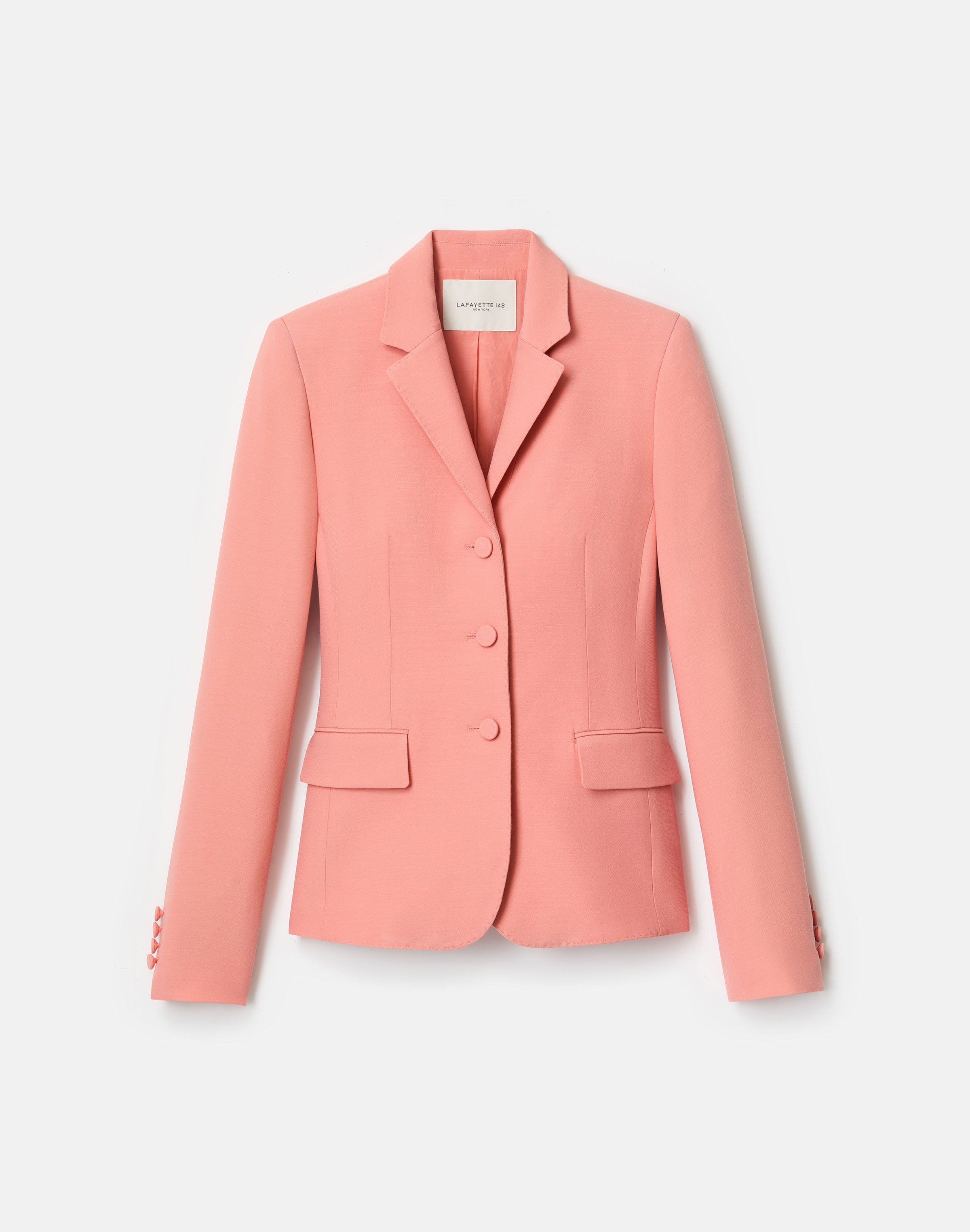 Wool-Silk Crepe Three-Button Academy Blazer