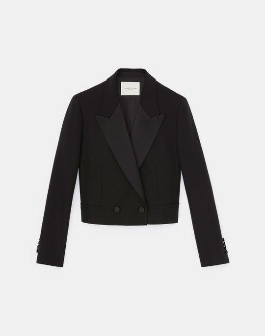 Responsible Wool-Silk Cropped Tuxedo Jacket