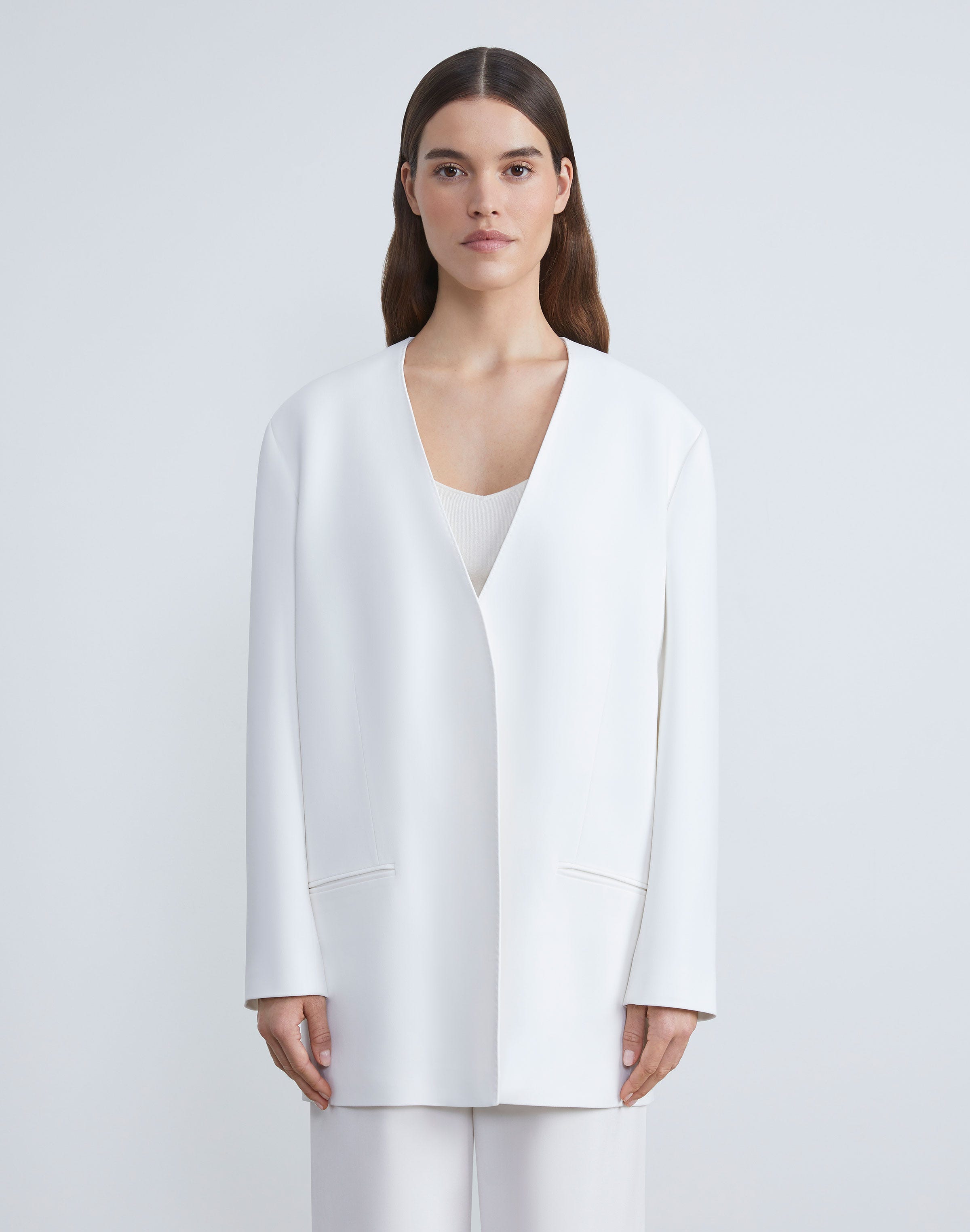 Viscose Cady Collarless Blazer