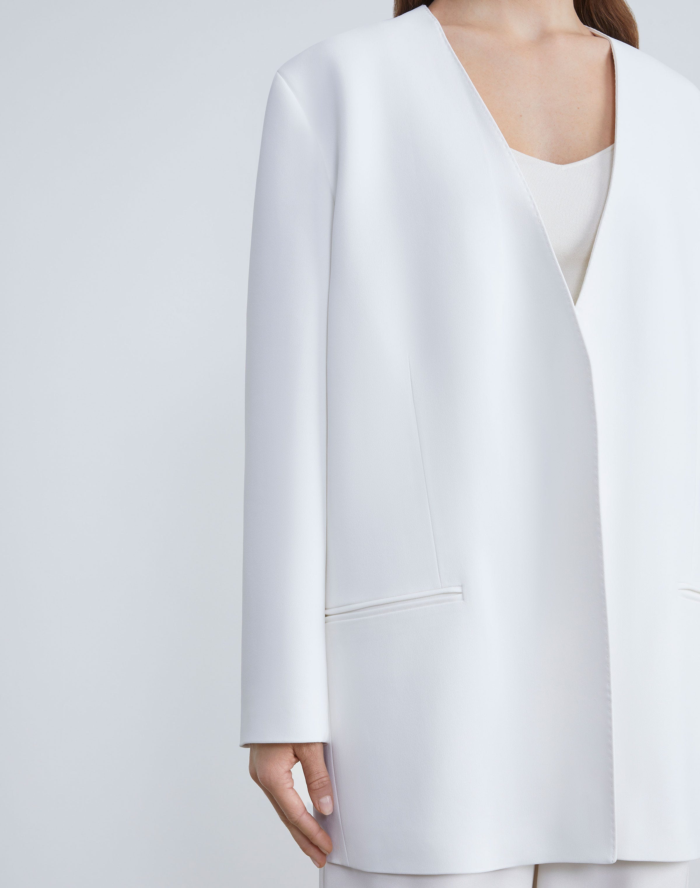 Viscose Cady Collarless Blazer