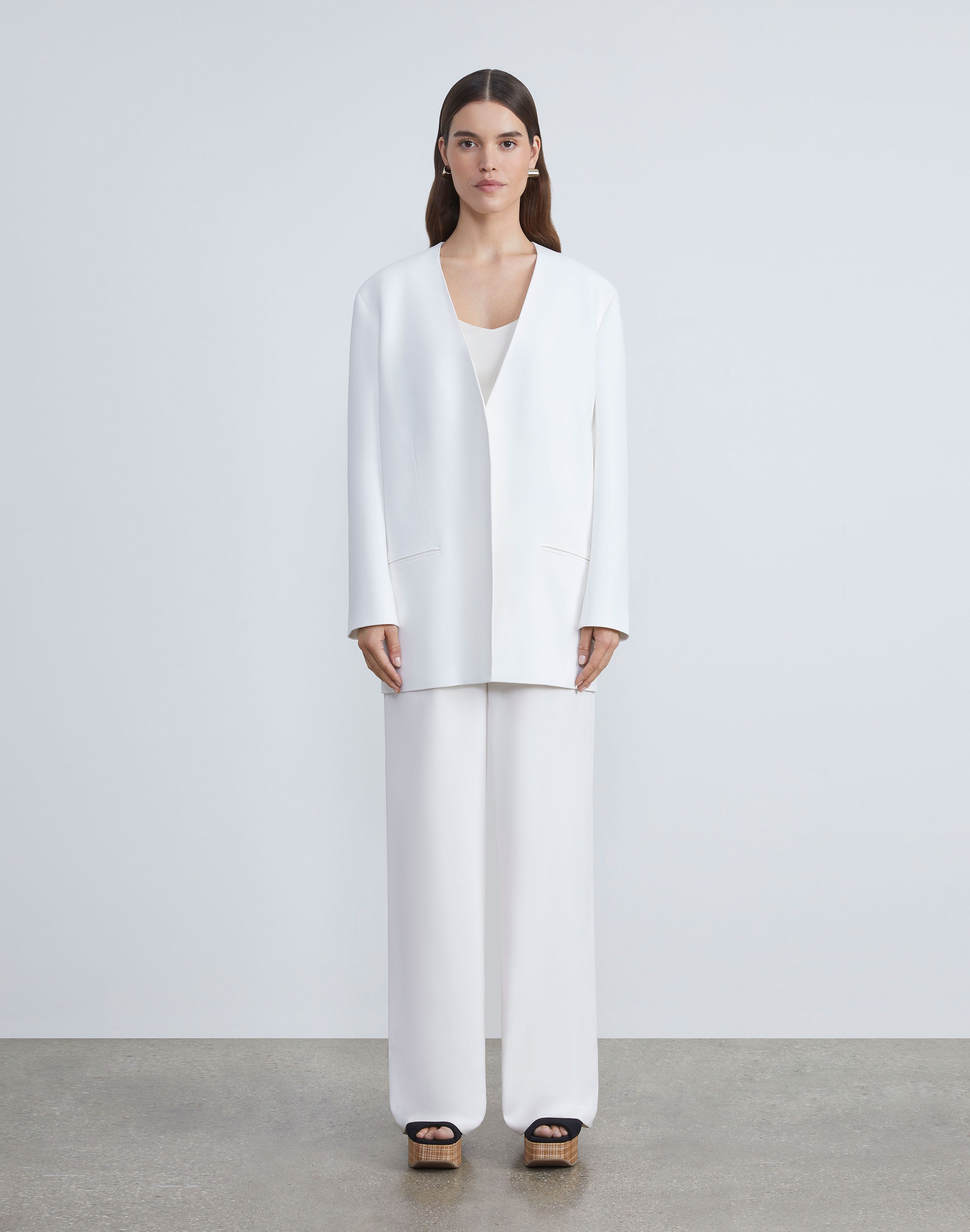 Viscose Cady Collarless Blazer