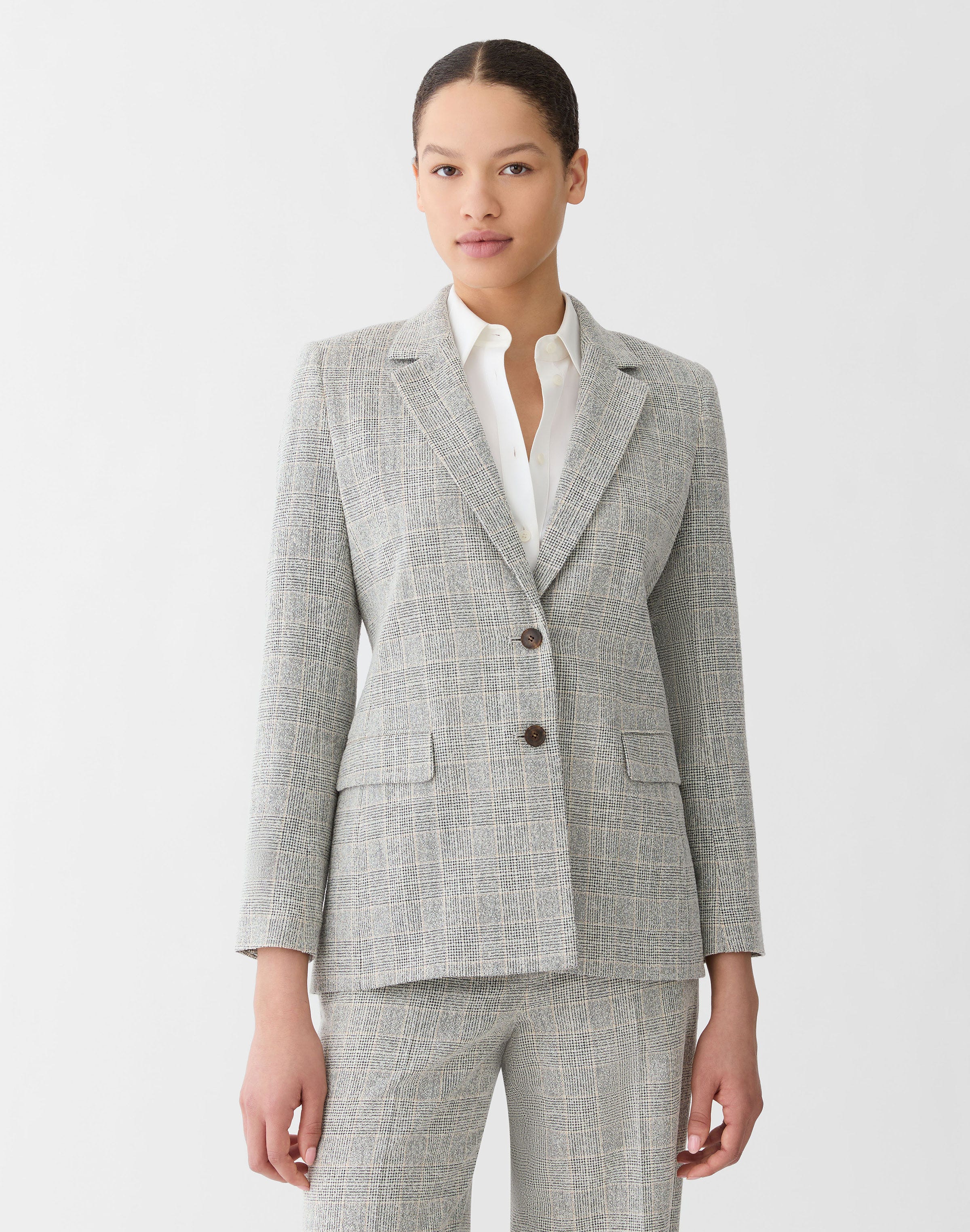Bouclé Plaid Slim Blazer