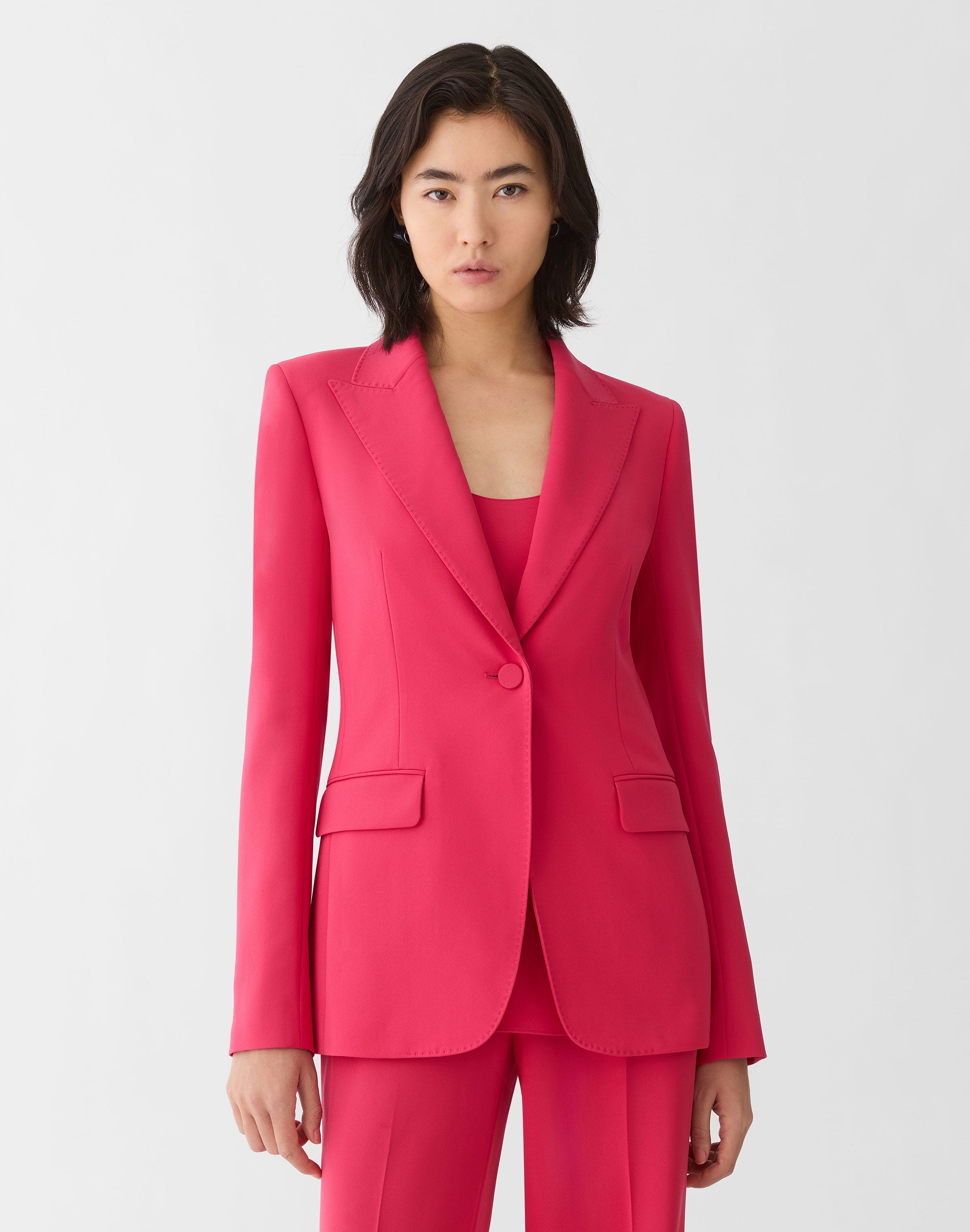 Plus-Size Finesse Crepe Peak Lapel Blazer