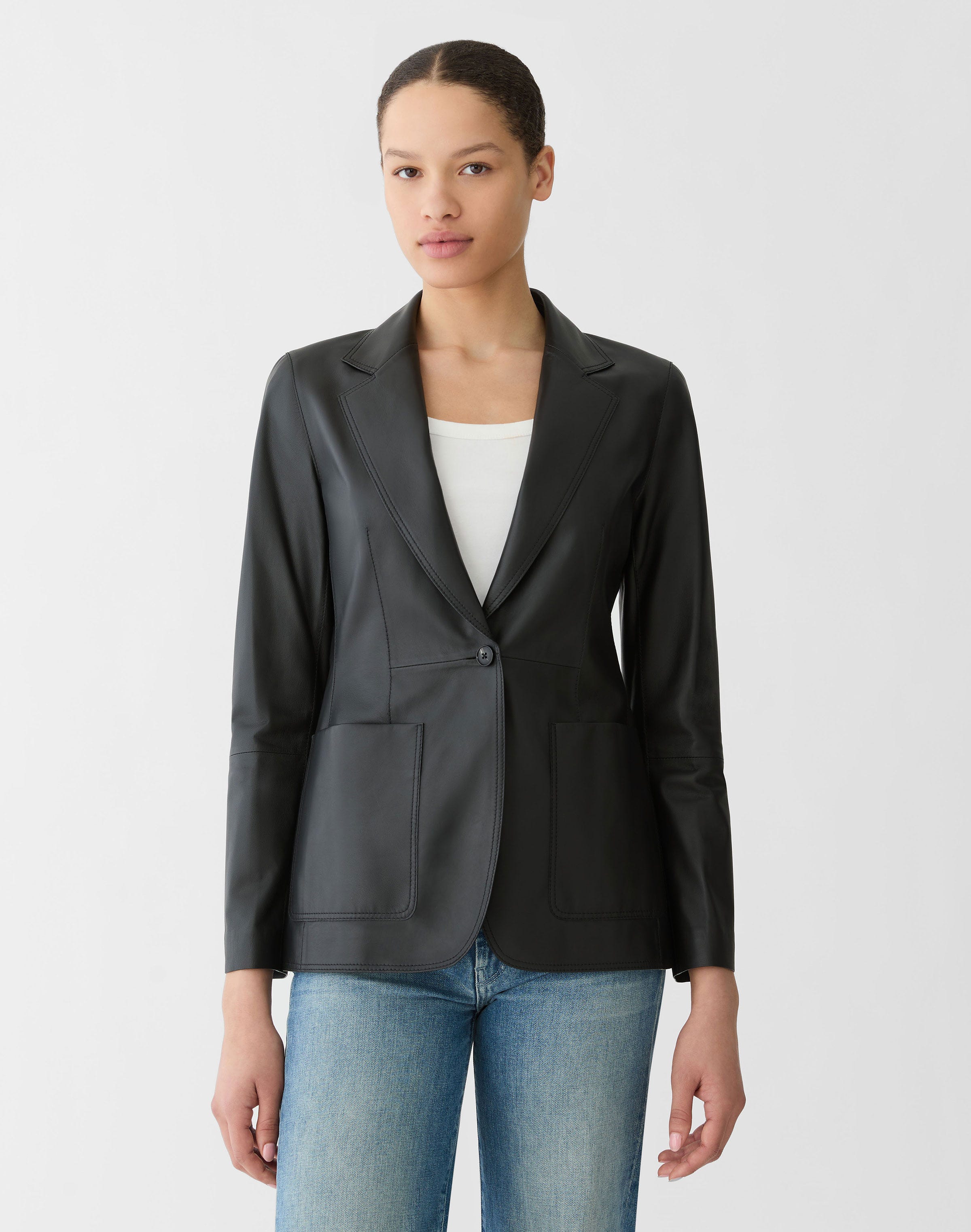 Nappa Leather Patch Pocket Blazer