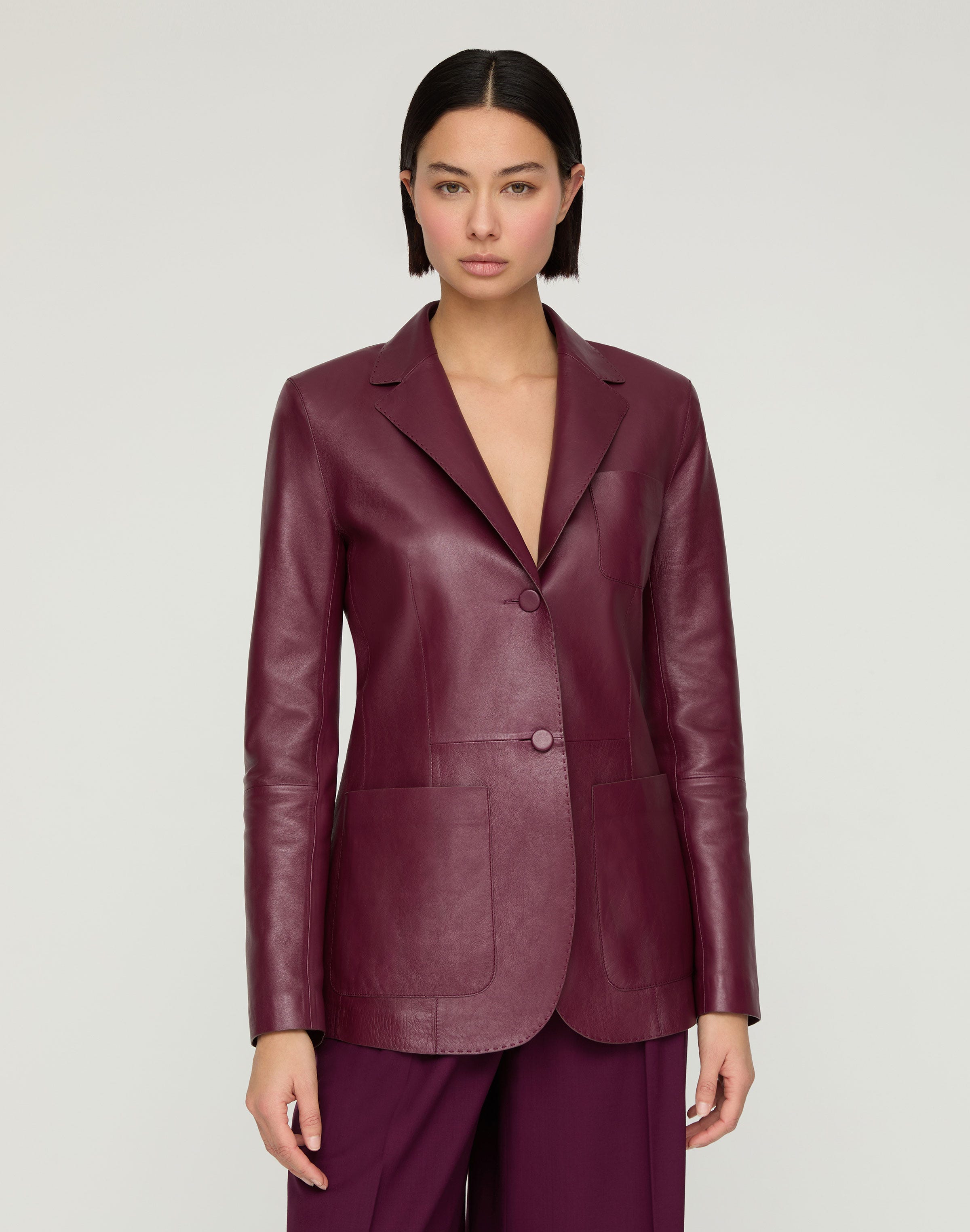 Nappa Leather Three Pocket Blazer