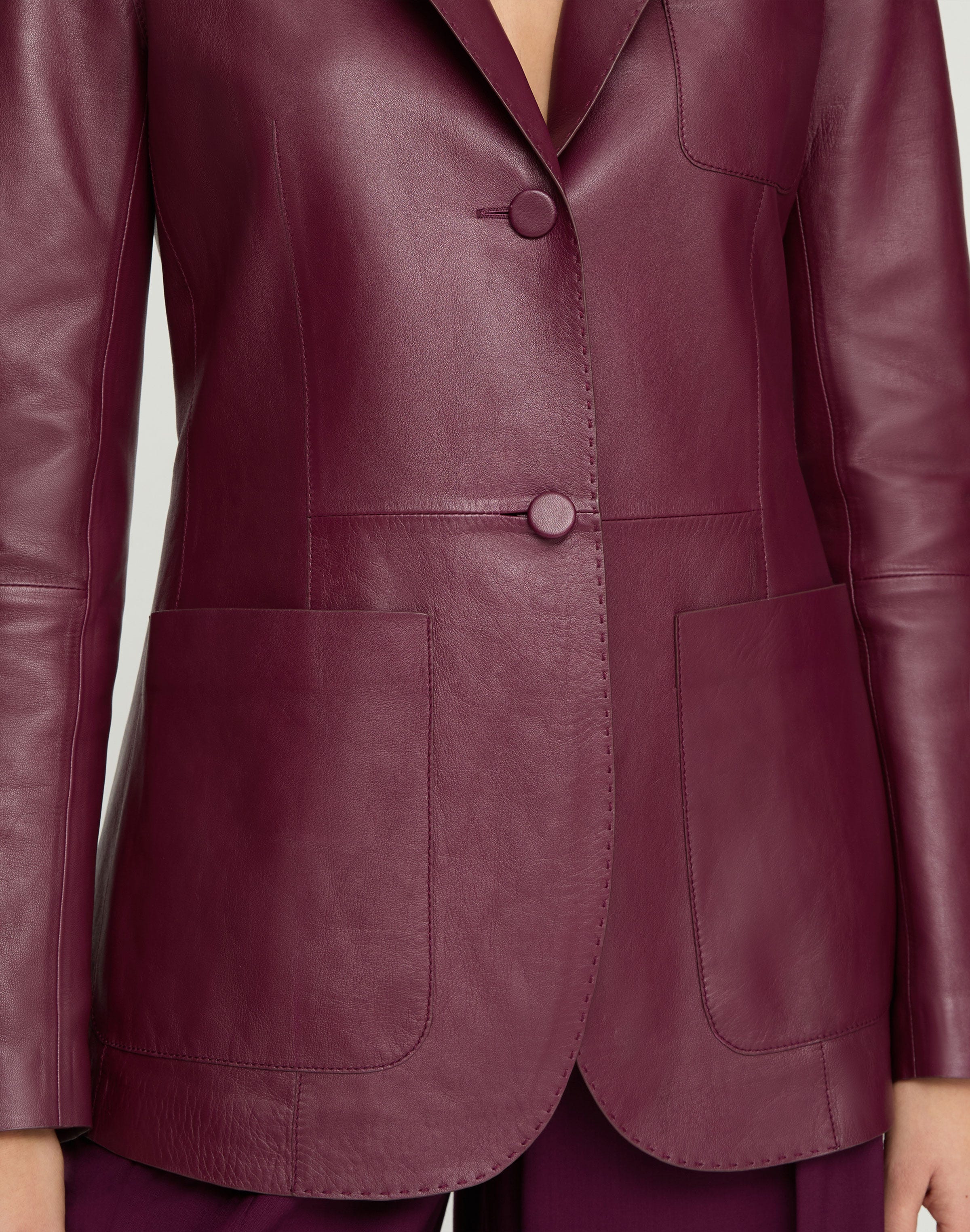 Nappa Leather Three Pocket Blazer