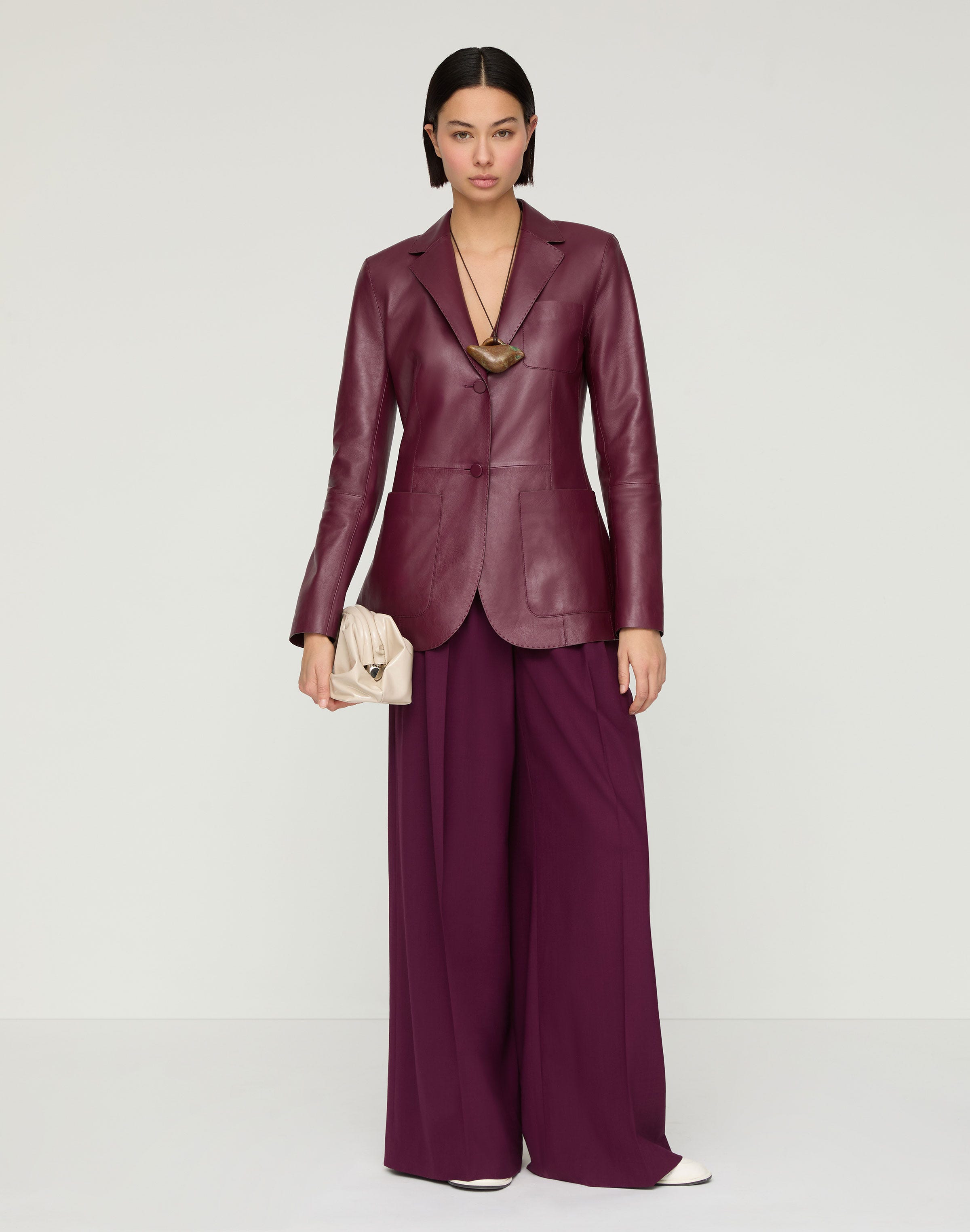 Nappa Leather Three Pocket Blazer