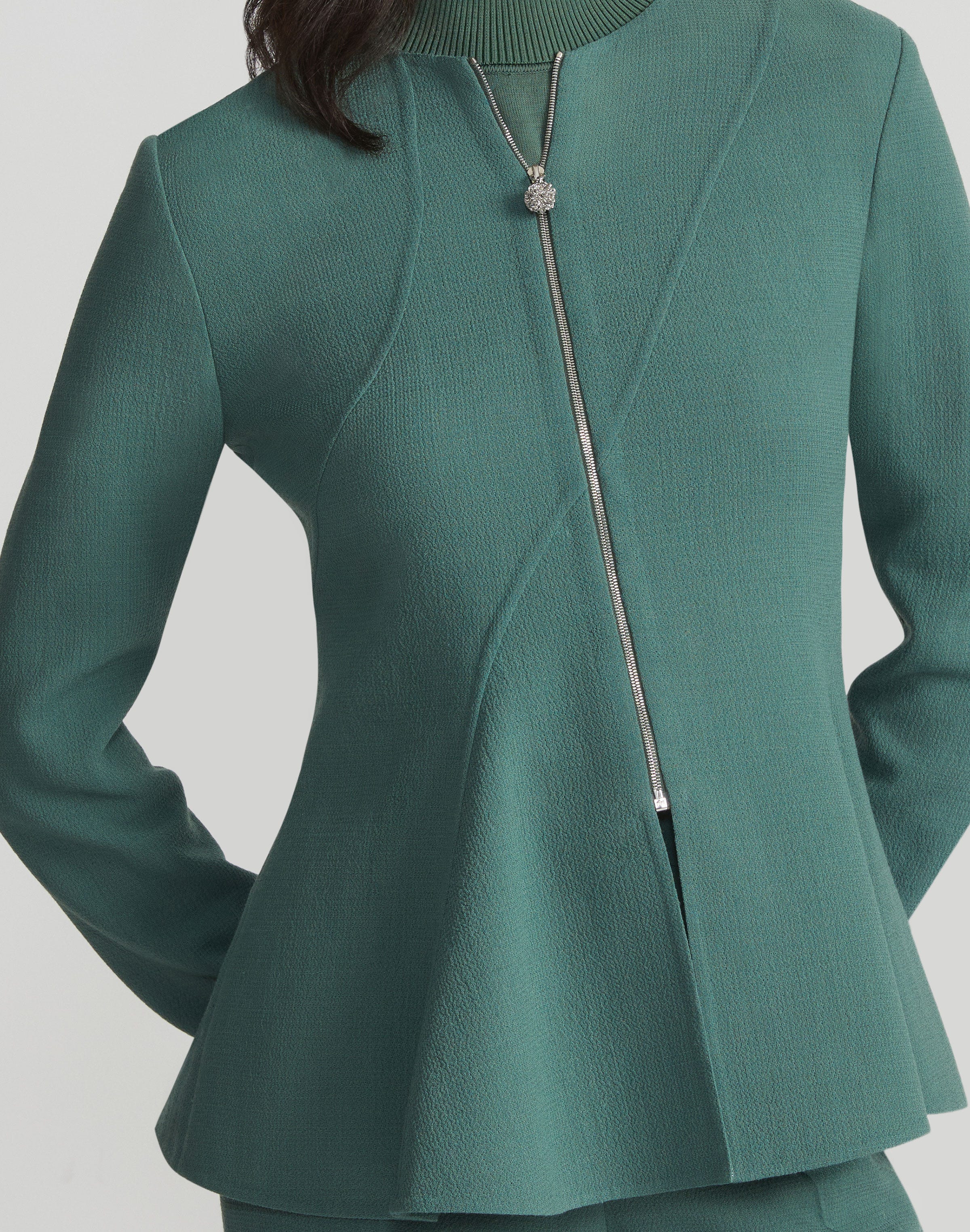 Responsible Wool Nouveau Crepe Flounced Hem Jacket