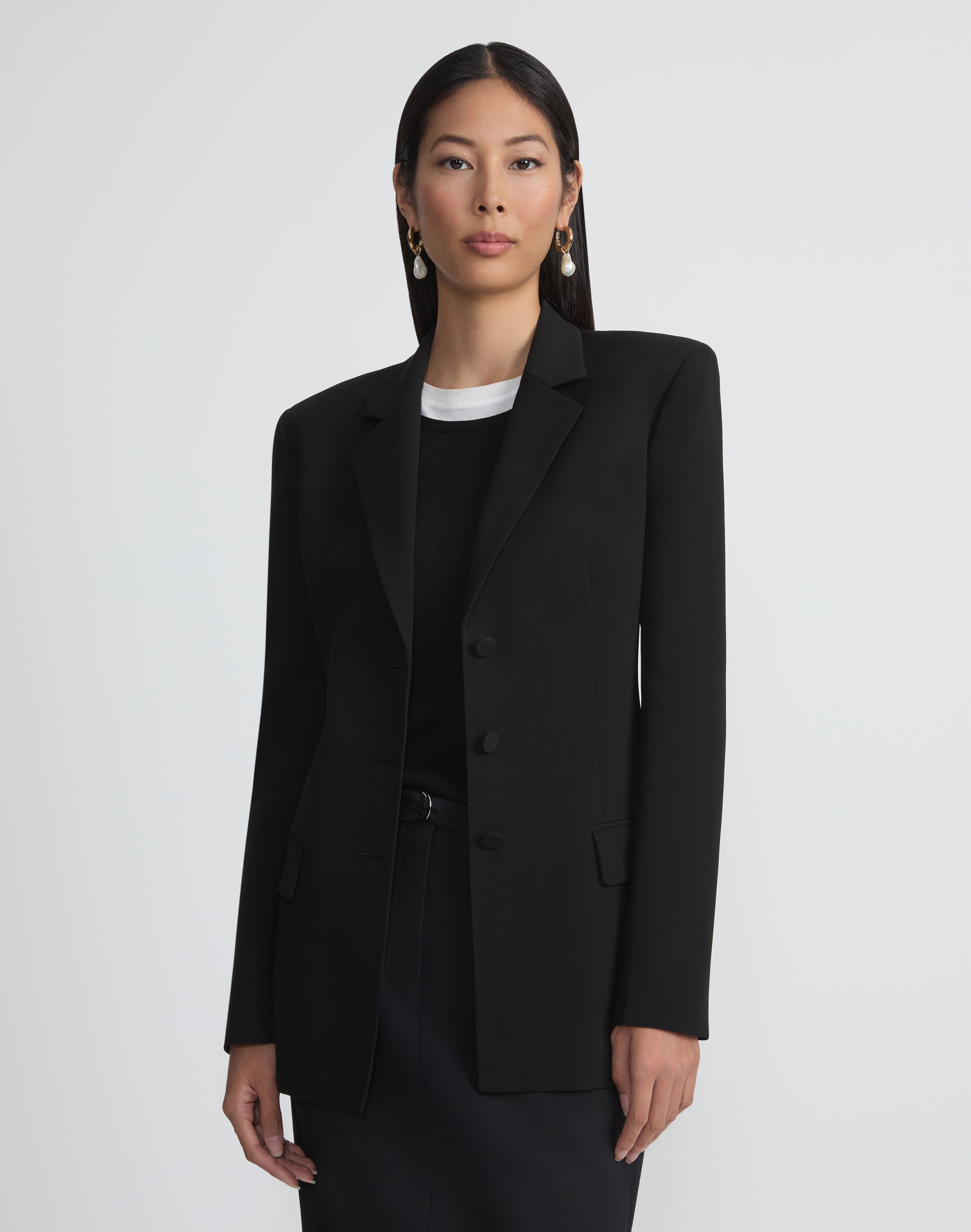 Petite Responsible Finesse Crepe Three Button Blazer