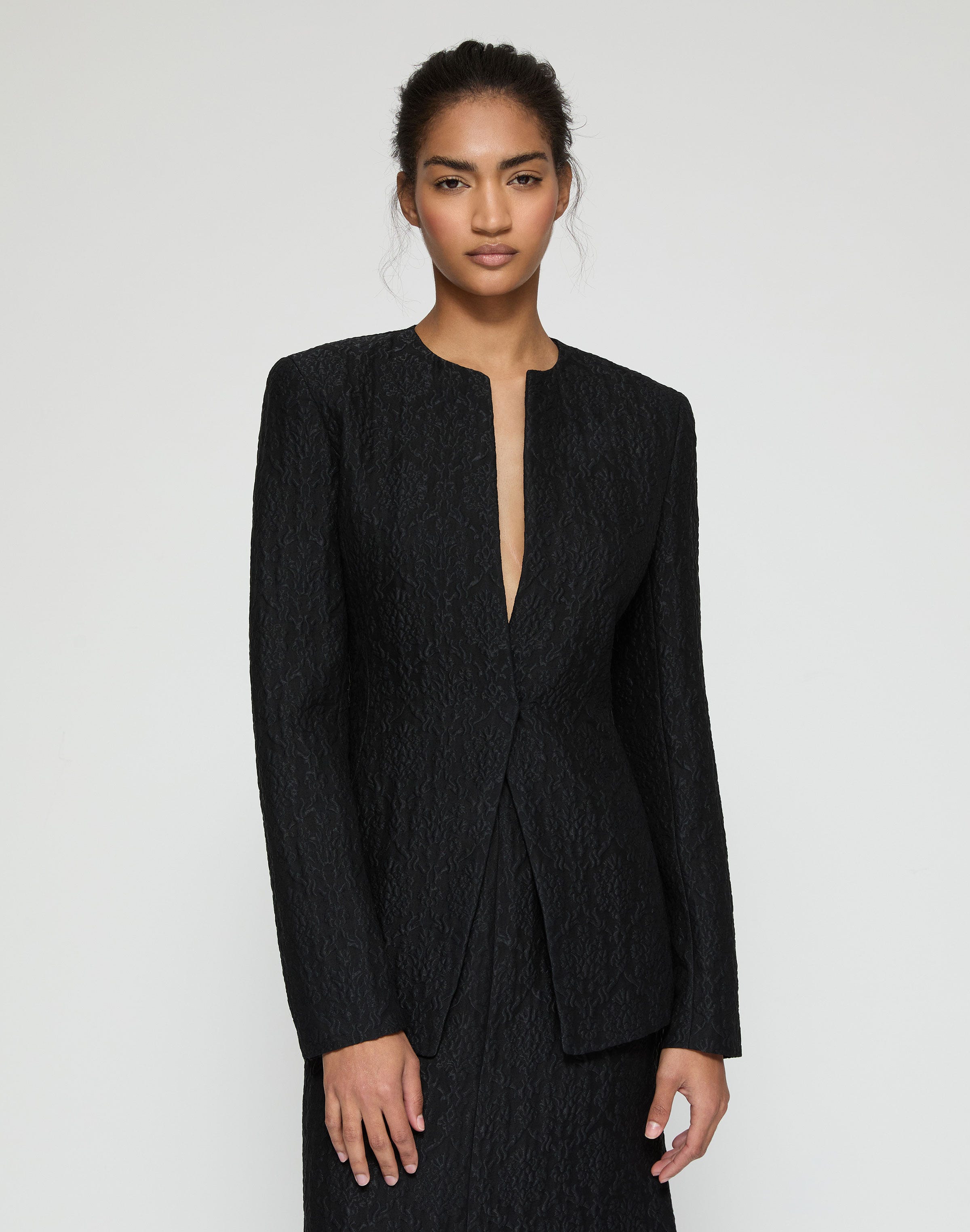 Baroque Botanical Cloqué Cutaway Tailored Jacket 