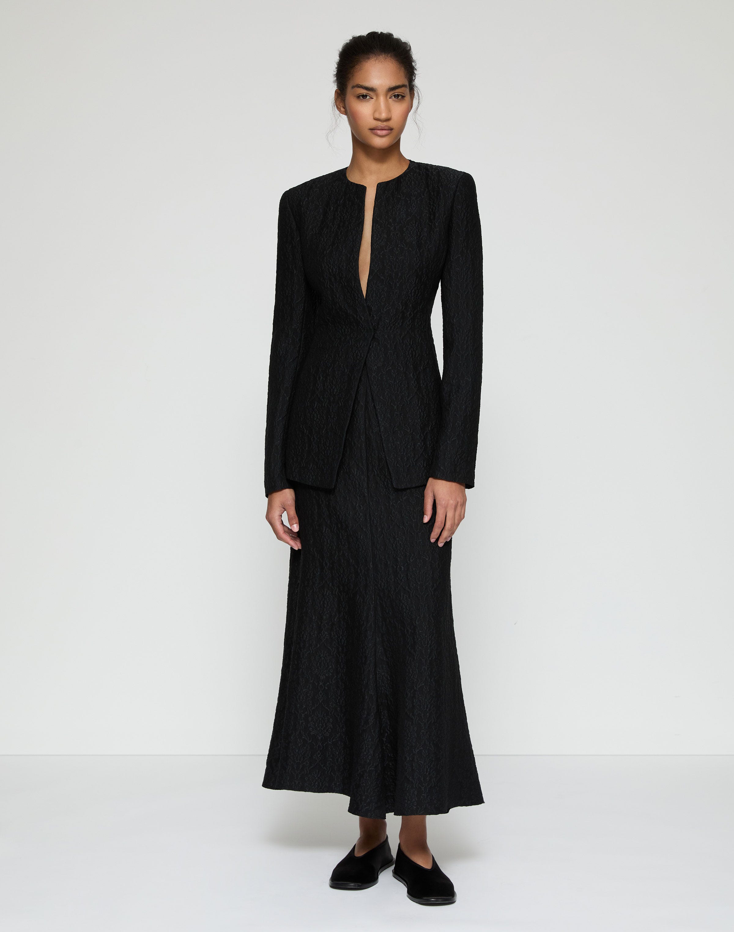 Baroque Botanical Cloqué Cutaway Tailored Jacket 