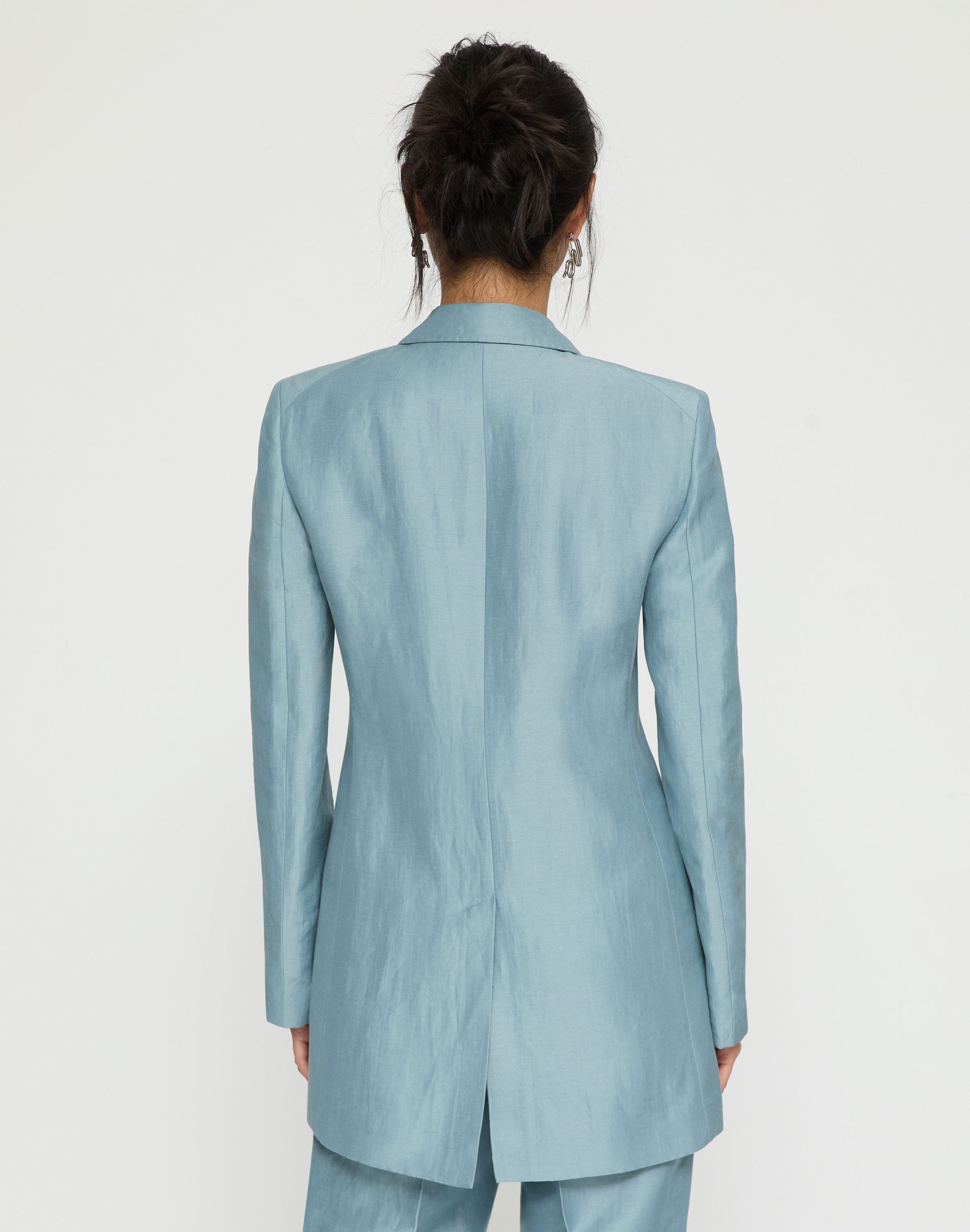 Linen-Viscose Elongated Blazer