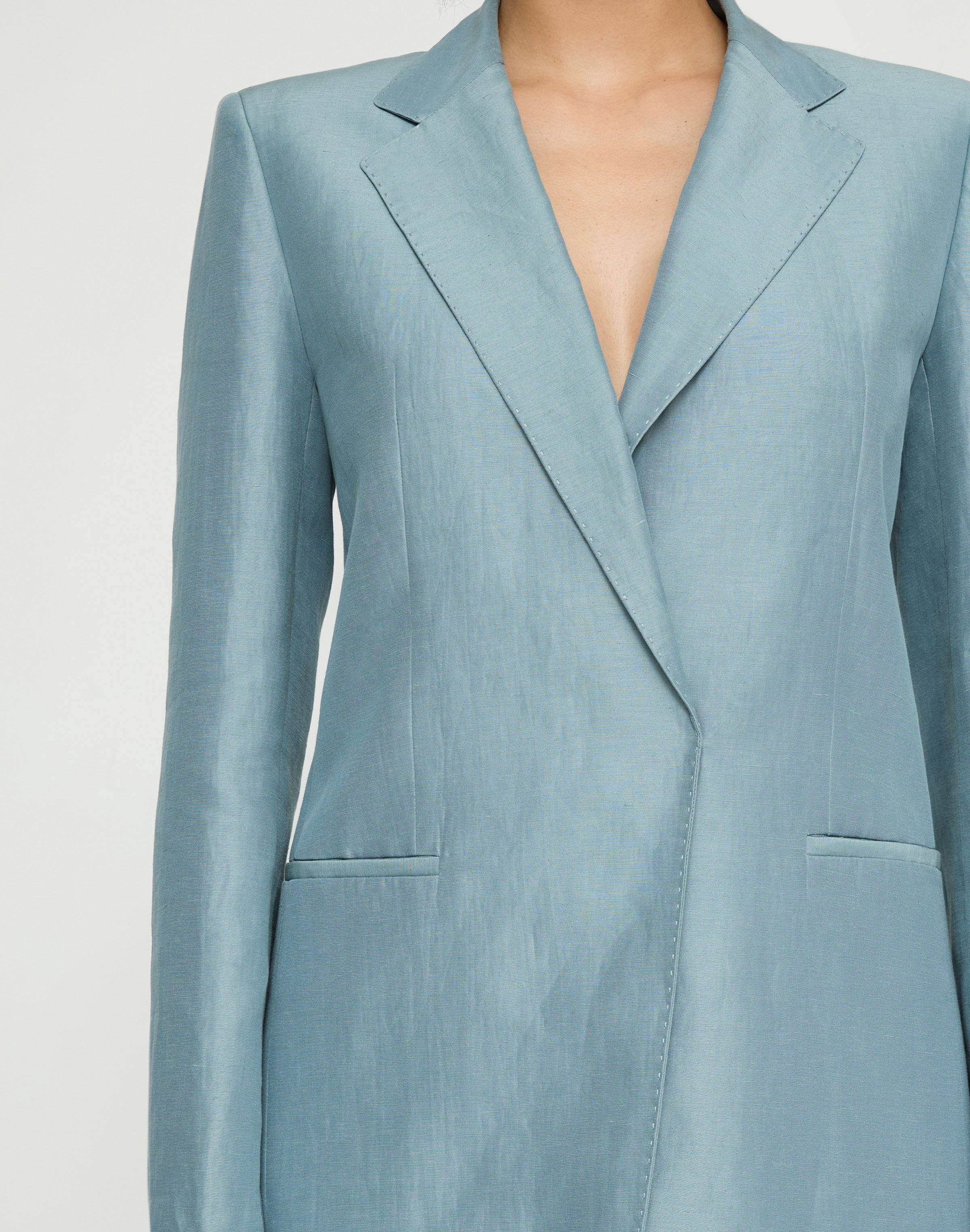 Linen-Viscose Elongated Blazer