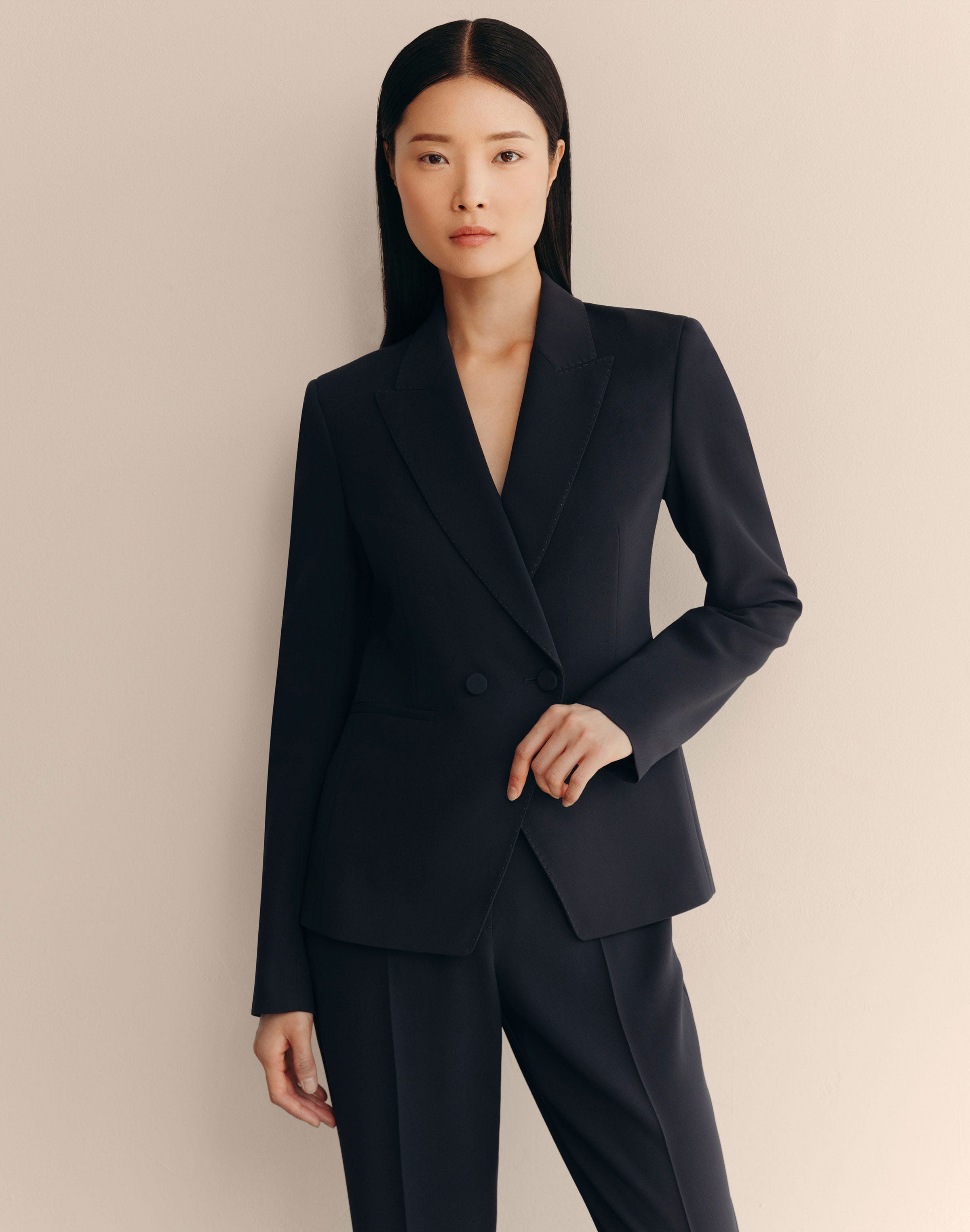 Responsible Finesse Crepe Double Breasted Blazer
