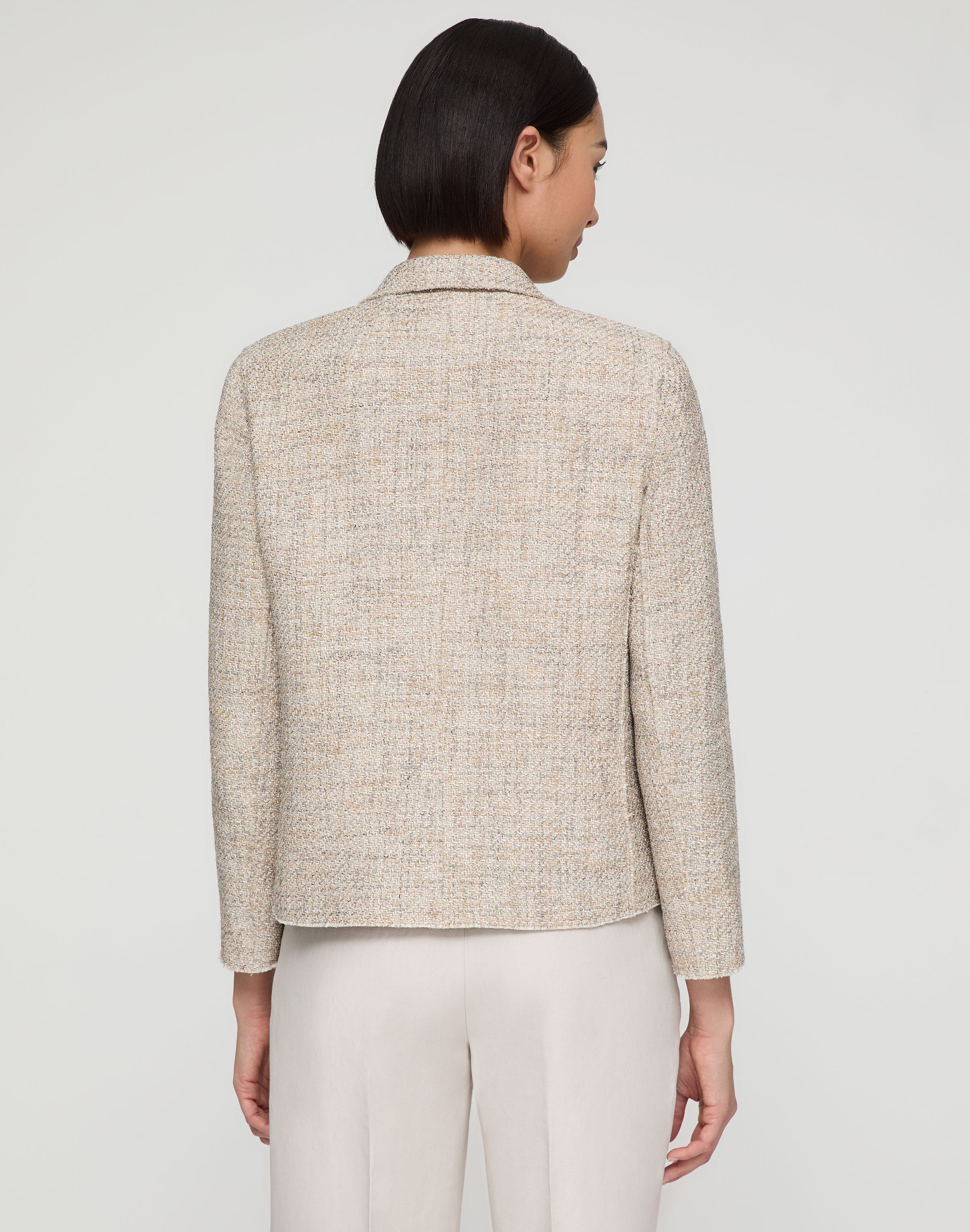 Marled Cotton Twill Cropped Boyfriend Blazer