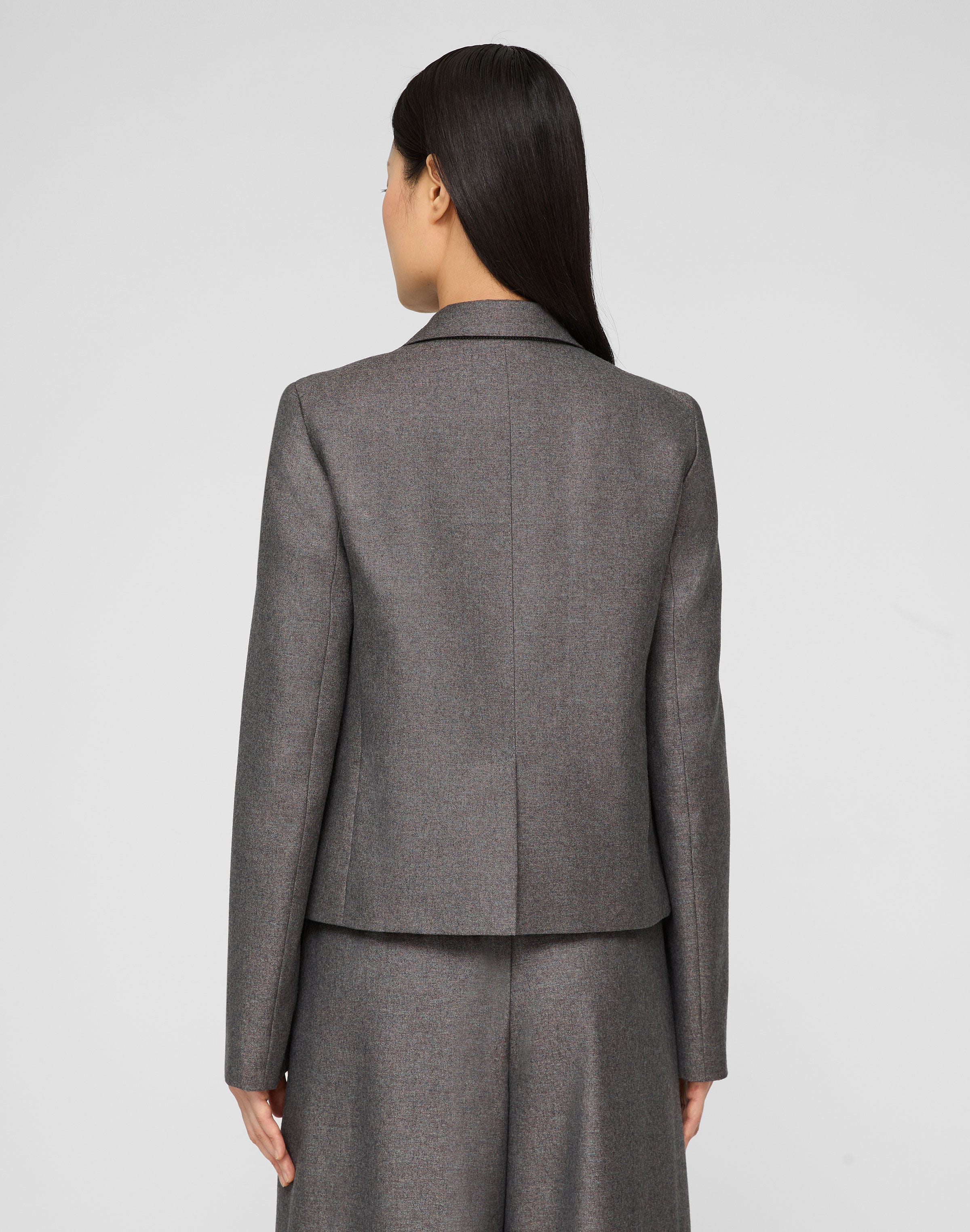 Pixelated Wool Twill Cropped Boyfriend Blazer
