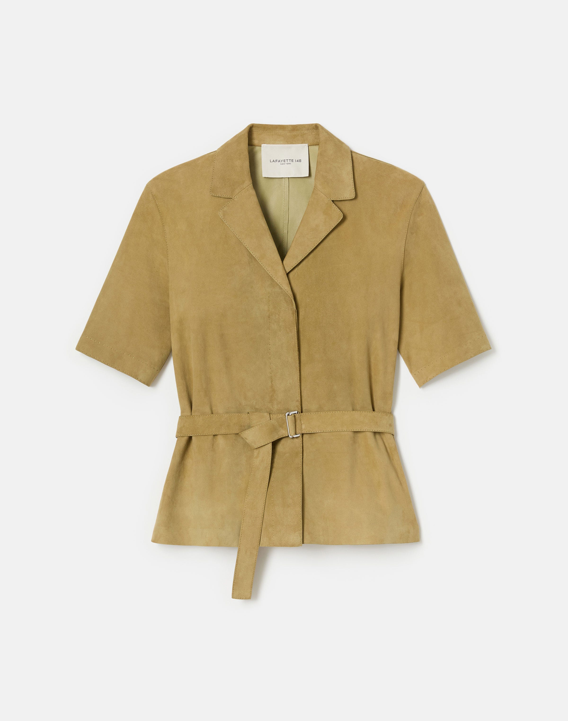 Paperfine Suede Short Sleeve Belted Jacket 