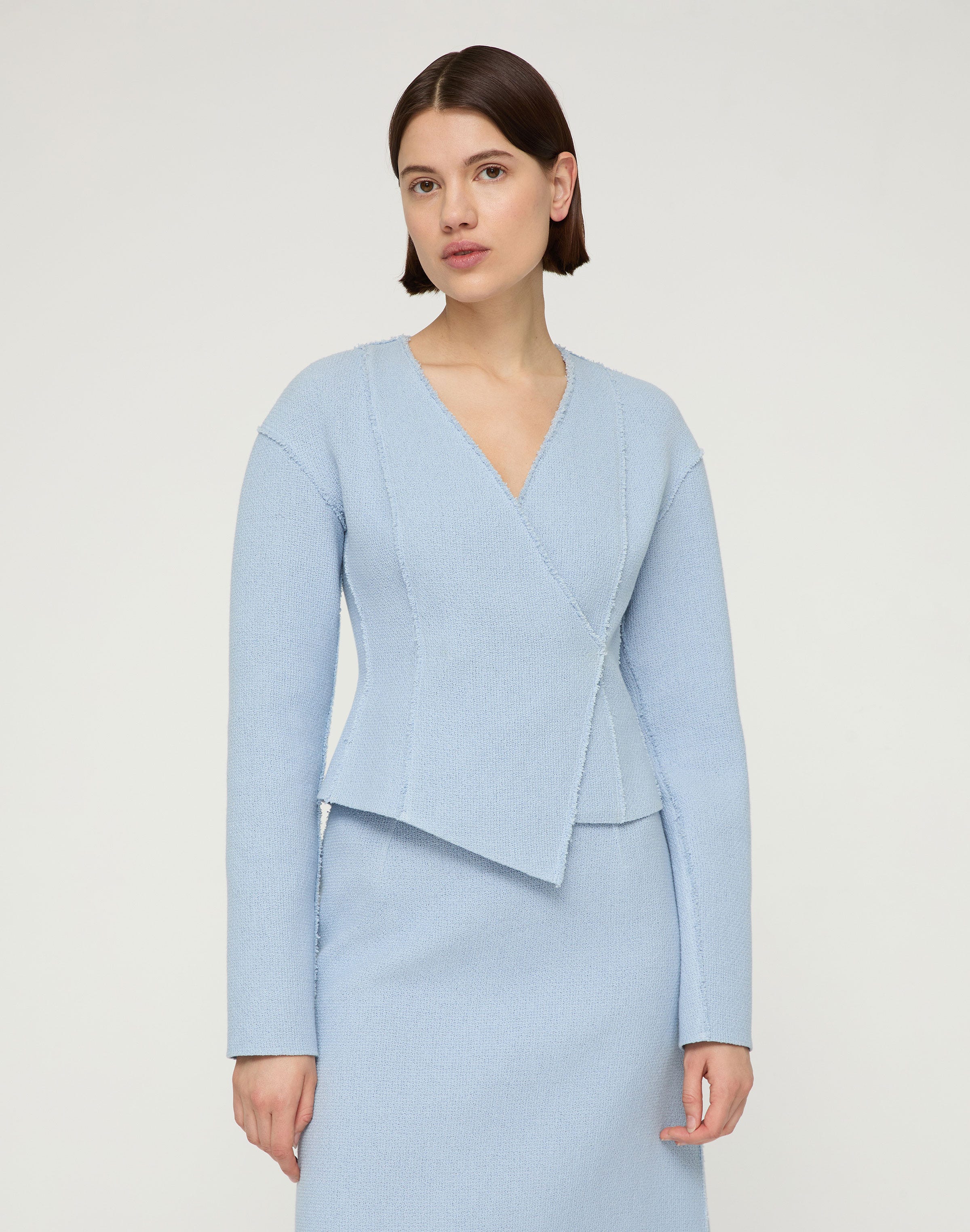 Organic Cotton Dobby Asymmetric Fitted Jacket