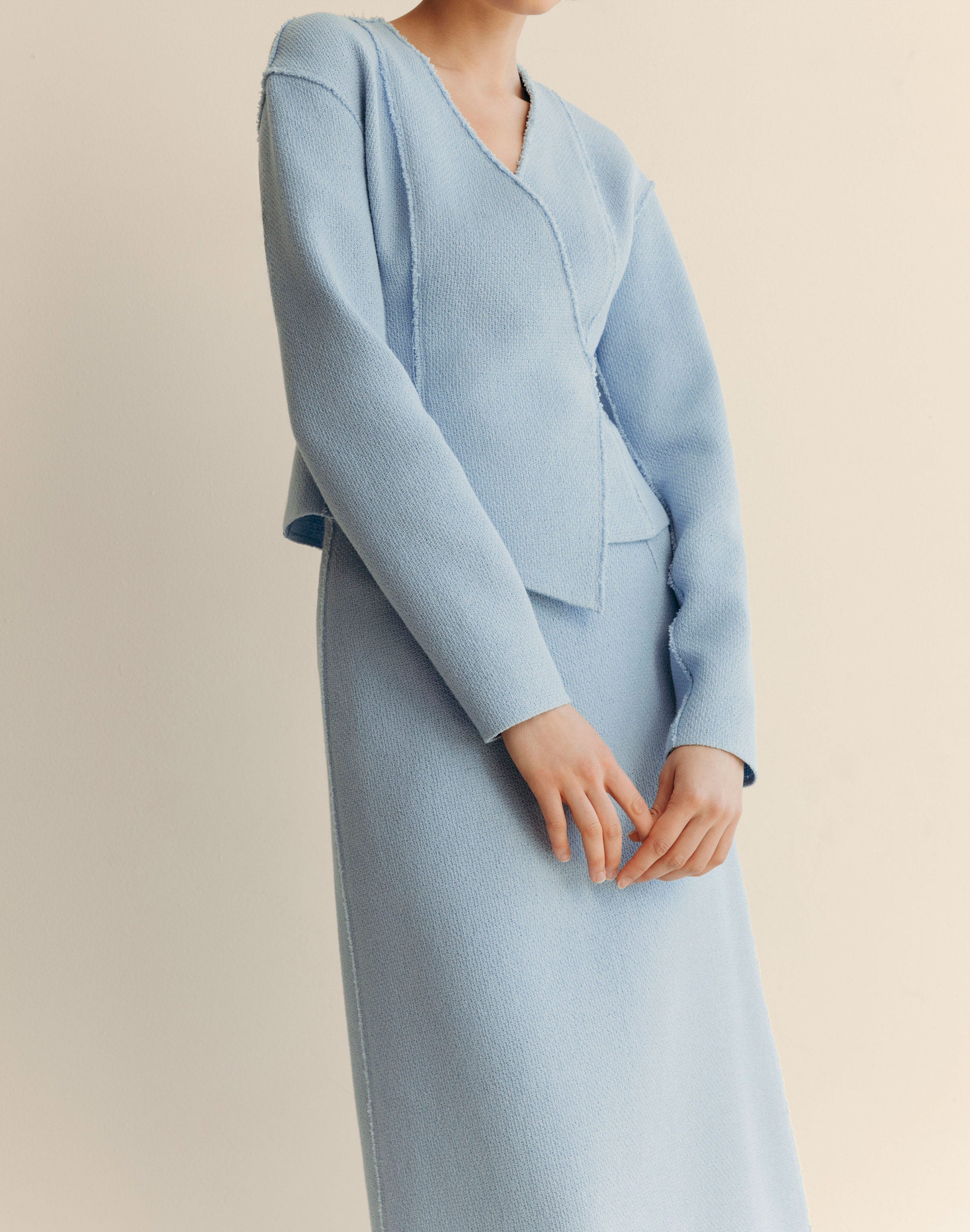 Organic Cotton Dobby Asymmetric Fitted Jacket