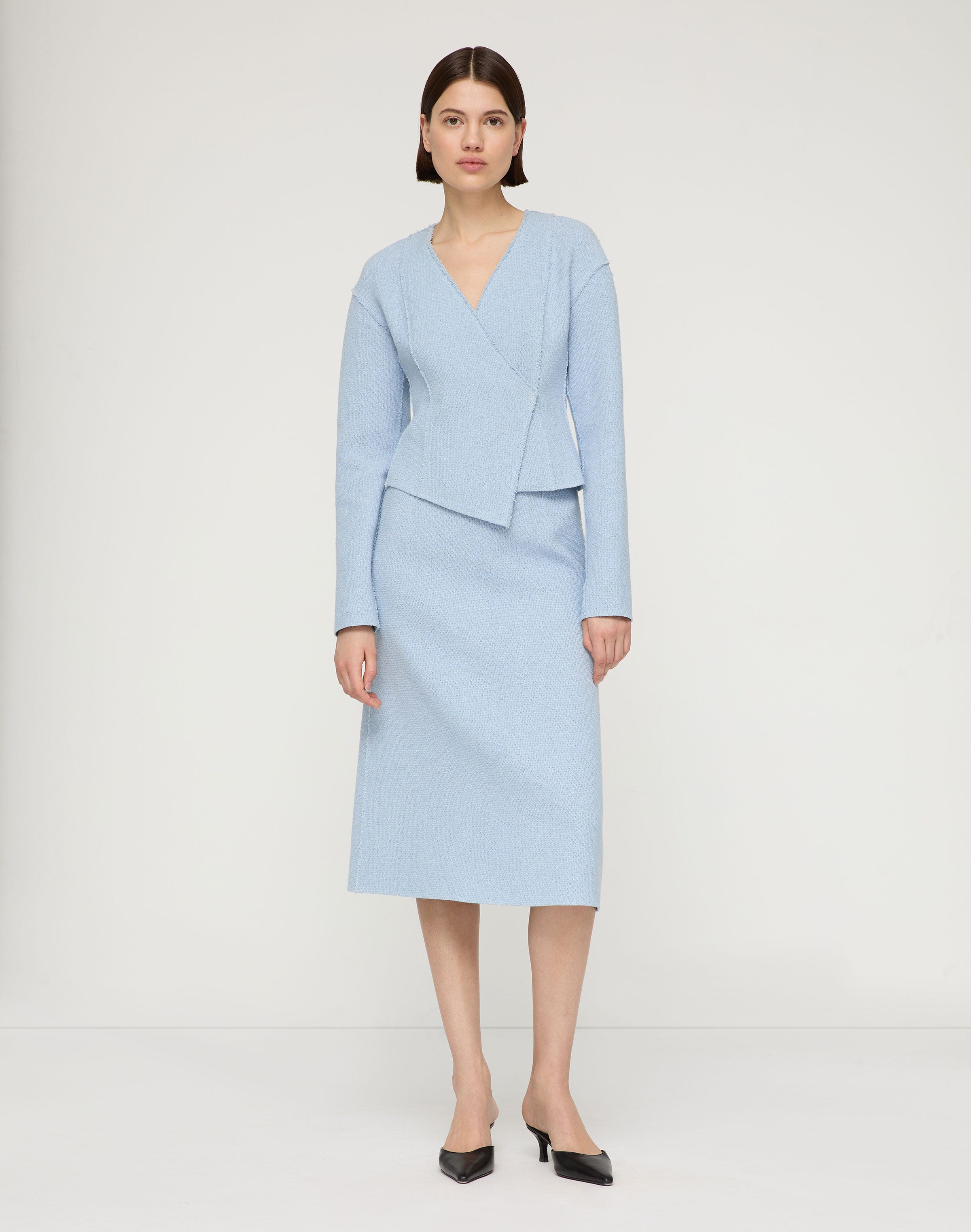 Organic Cotton Dobby Asymmetric Fitted Jacket