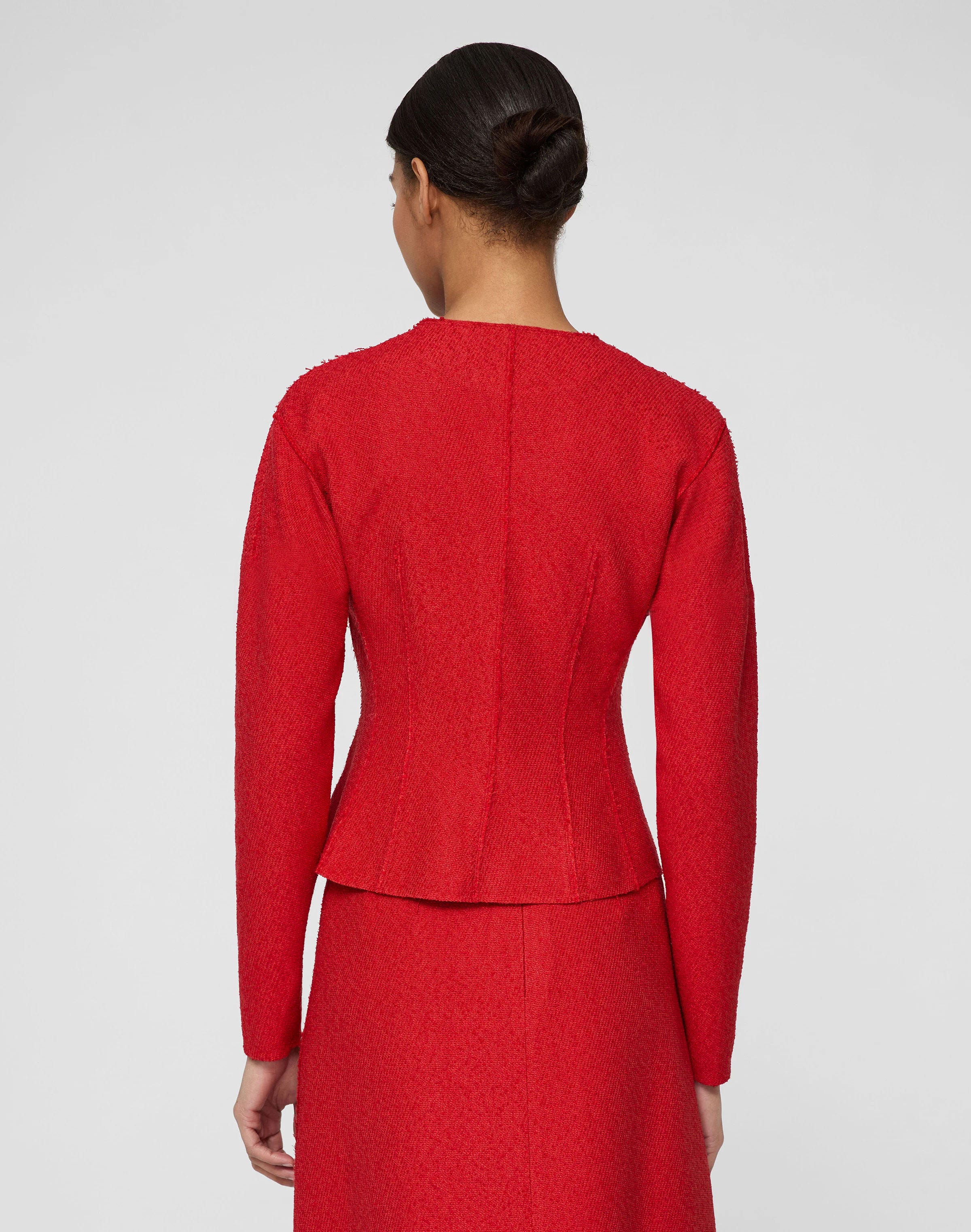 Organic Cotton Dobby Asymmetric Fitted Jacket