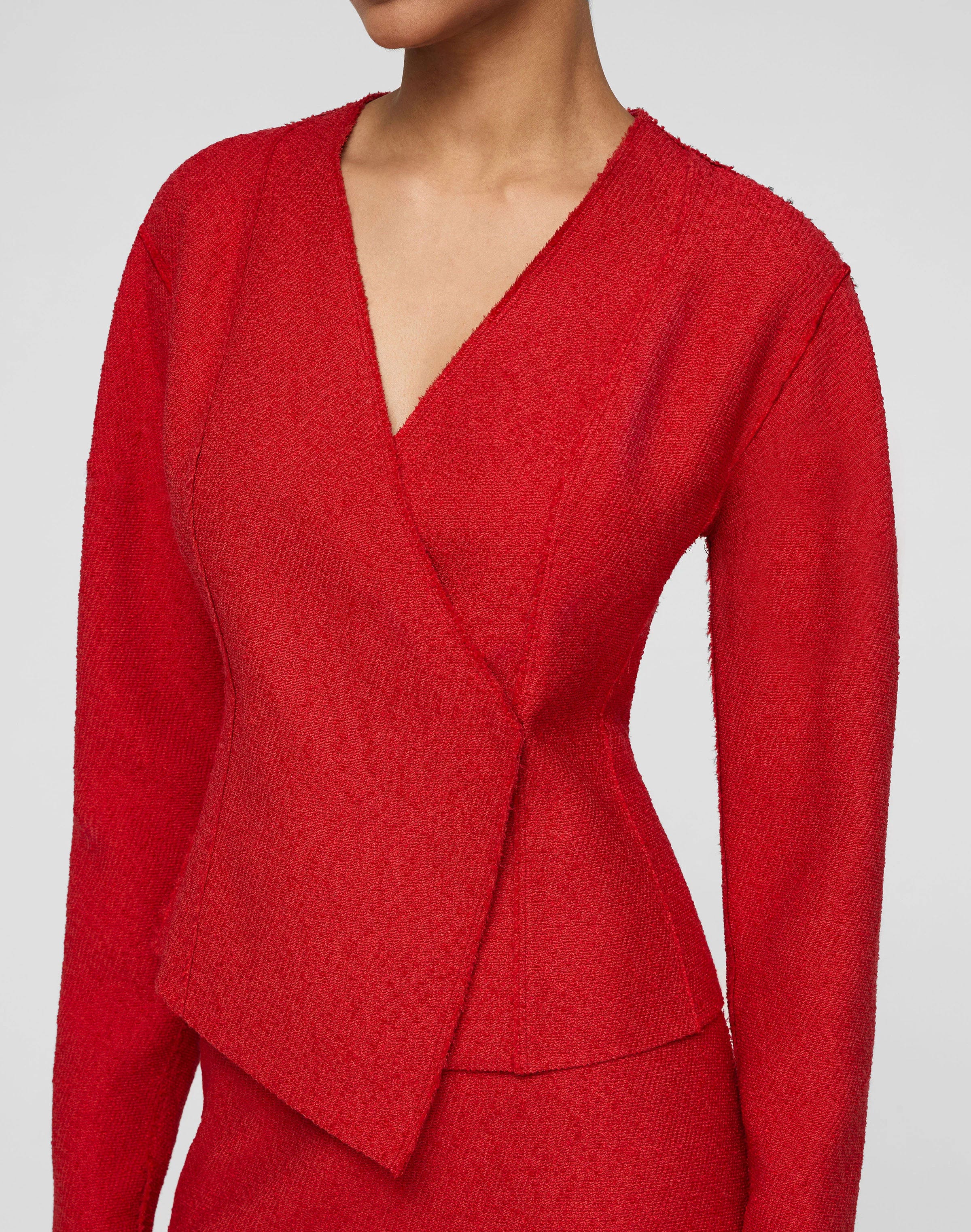 Organic Cotton Dobby Asymmetric Fitted Jacket