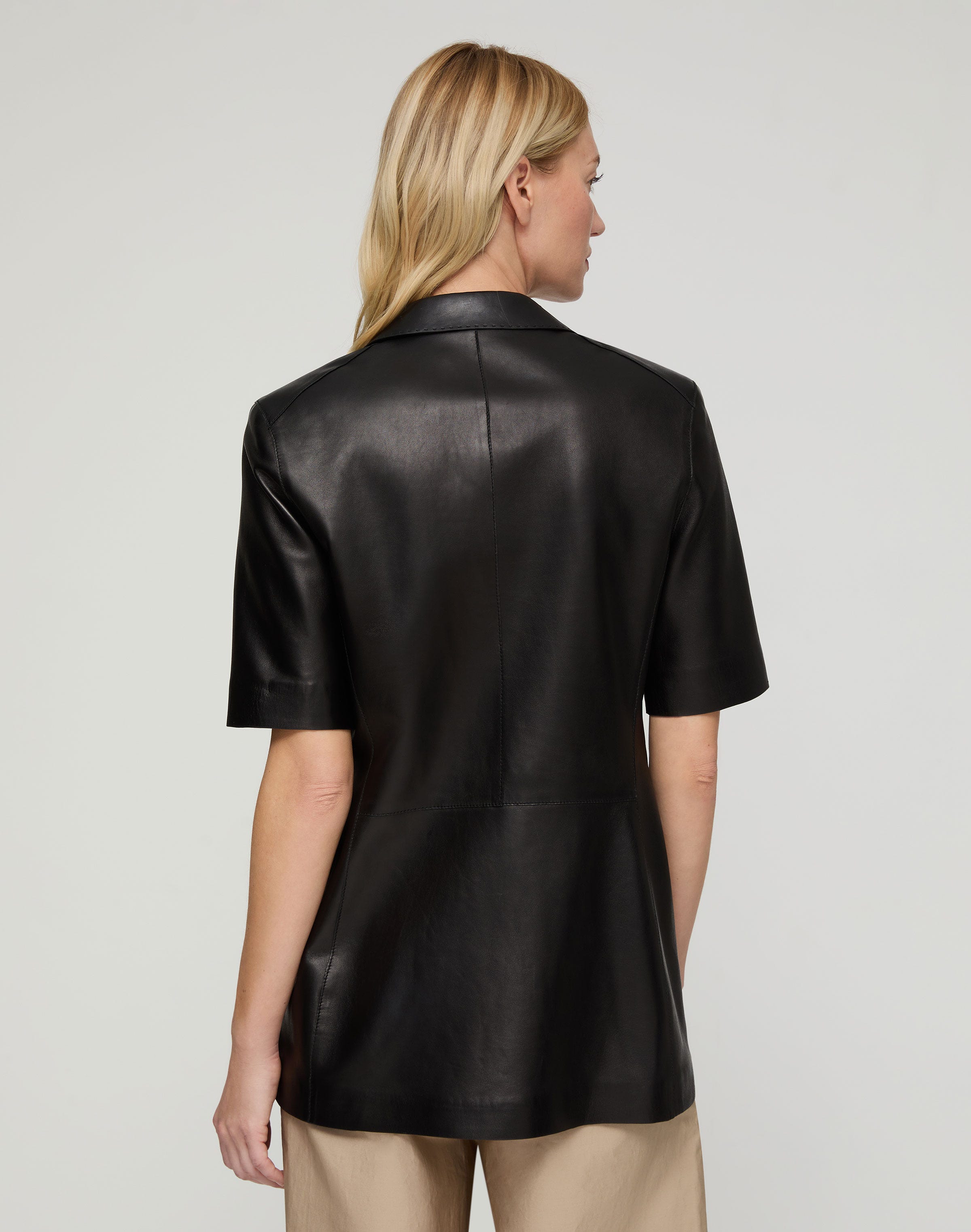 Nappa Leather Short Sleeve Blazer