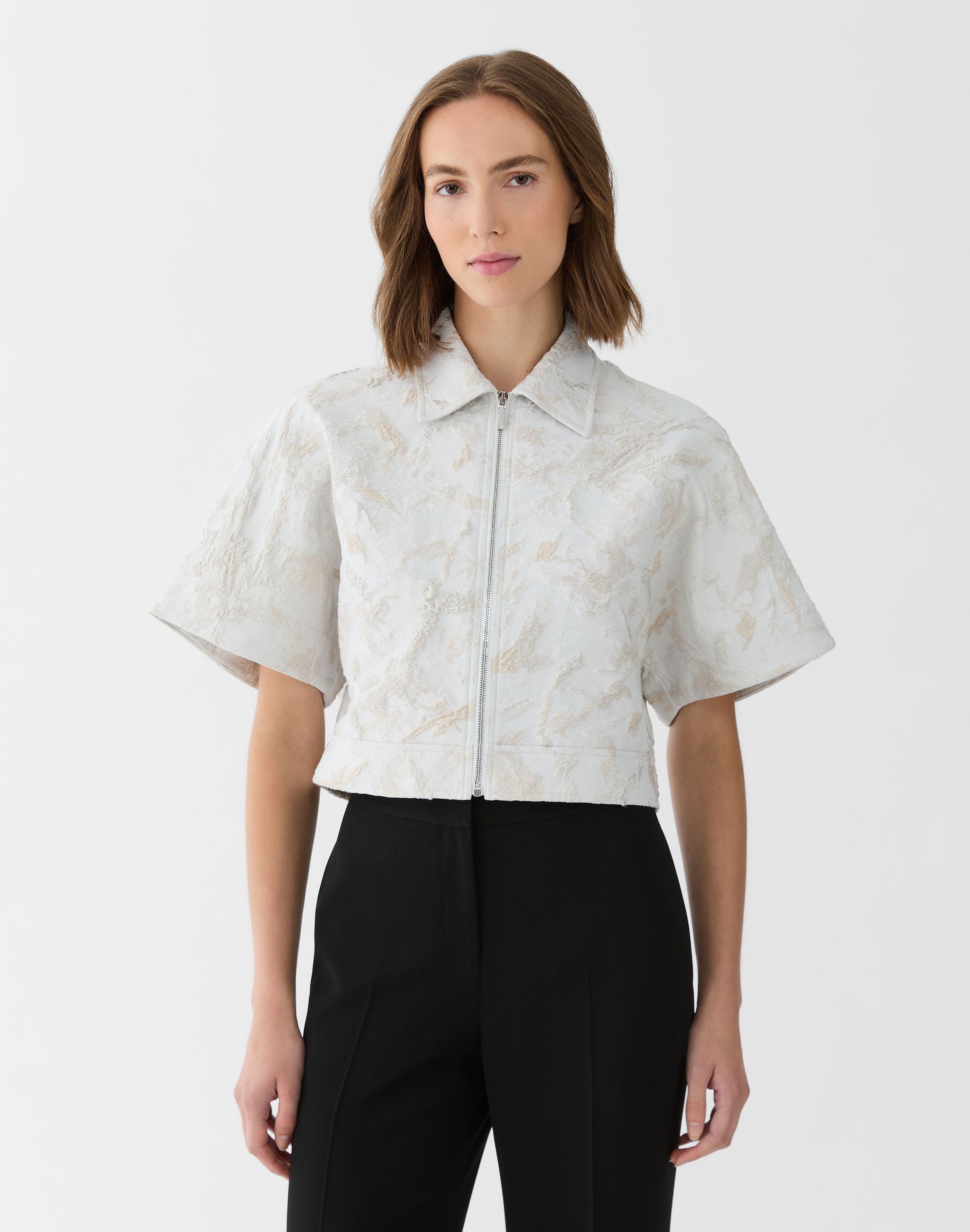 Speckled Glaze Jacquard Cropped Jacket