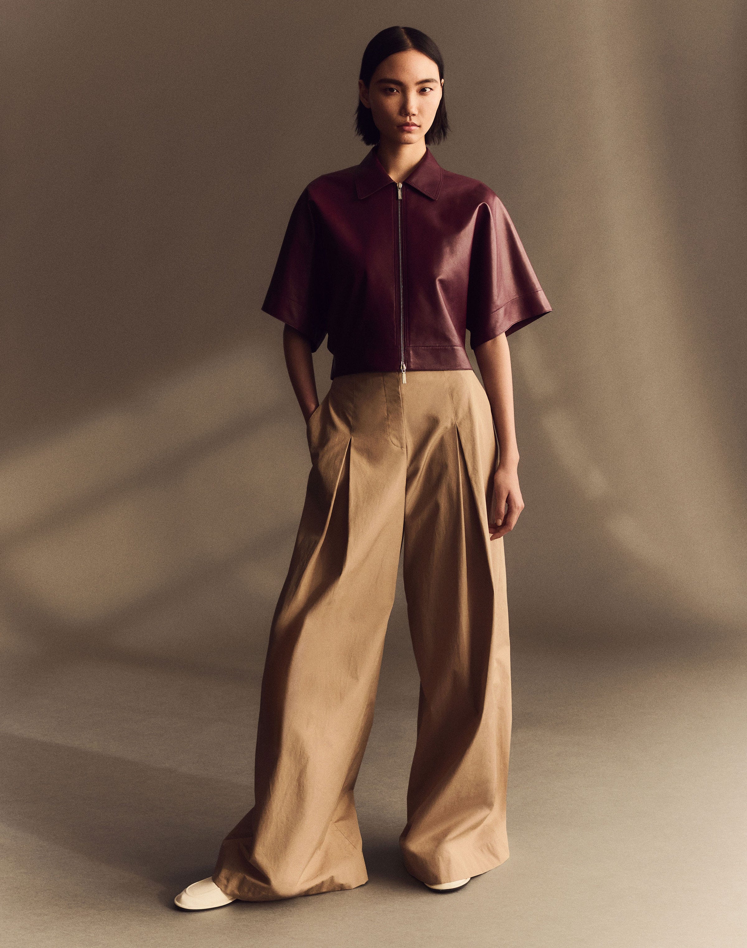 Nappa Leather Kimono Sleeve Jacket