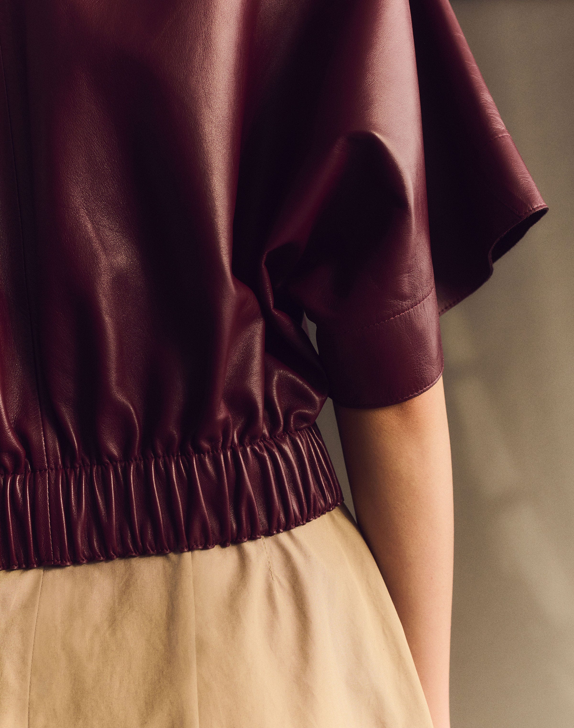 Nappa Leather Kimono Sleeve Jacket
